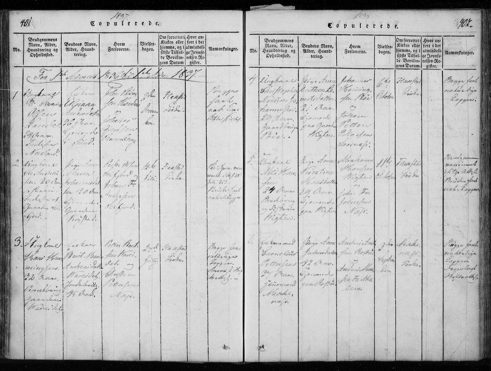 Ministerialprotokoller, klokkerbøker og fødselsregistre - Nordland, AV/SAT-A-1459/885/L1201: Parish register (official) no. 885A02, 1820-1837, p. 401-402