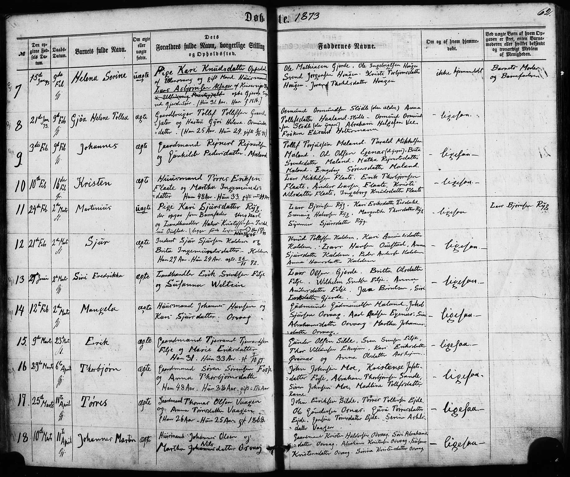 Etne sokneprestembete, SAB/A-75001/H/Haa: Parish register (official) no. A 9, 1862-1878, p. 62