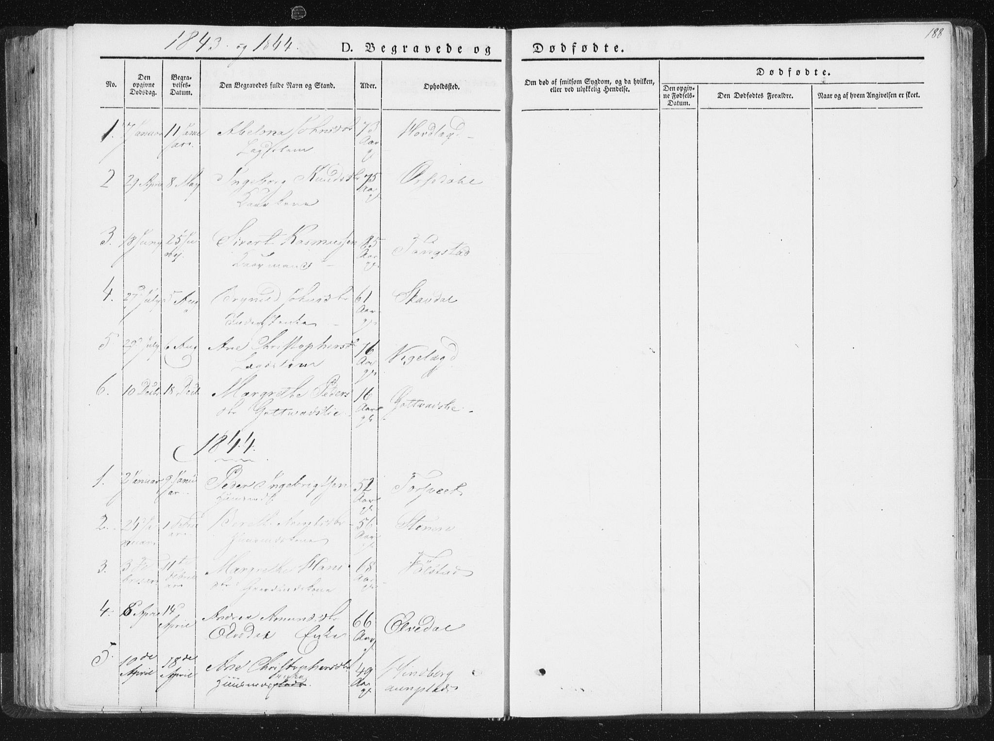 Ministerialprotokoller, klokkerbøker og fødselsregistre - Nord-Trøndelag, SAT/A-1458/744/L0418: Parish register (official) no. 744A02, 1843-1866, p. 188