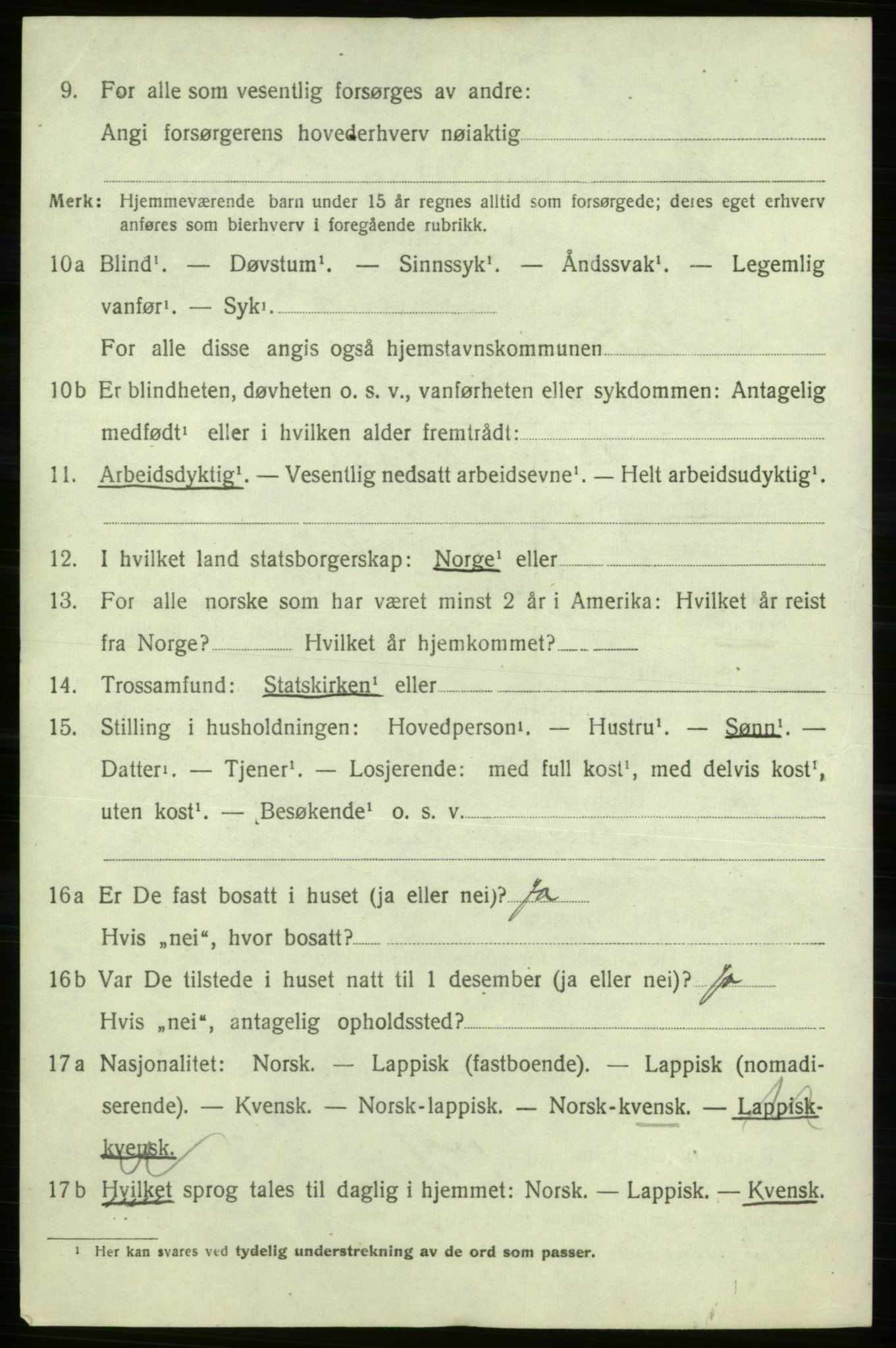 SATØ, 1920 census for Kistrand, 1920, p. 4243