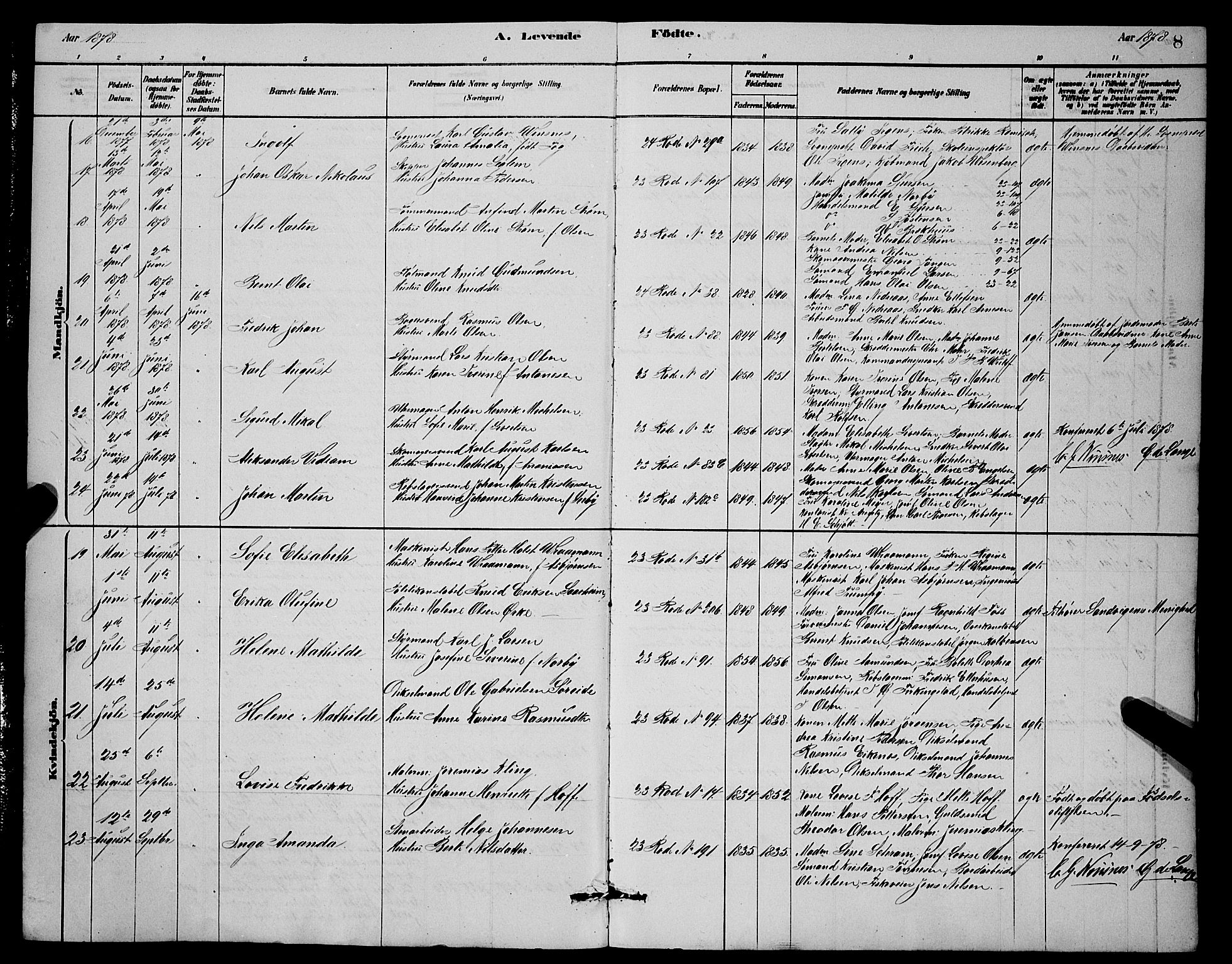 Mariakirken Sokneprestembete, AV/SAB-A-76901/H/Hab/L0004: Parish register (copy) no. A 4, 1878-1892, p. 8