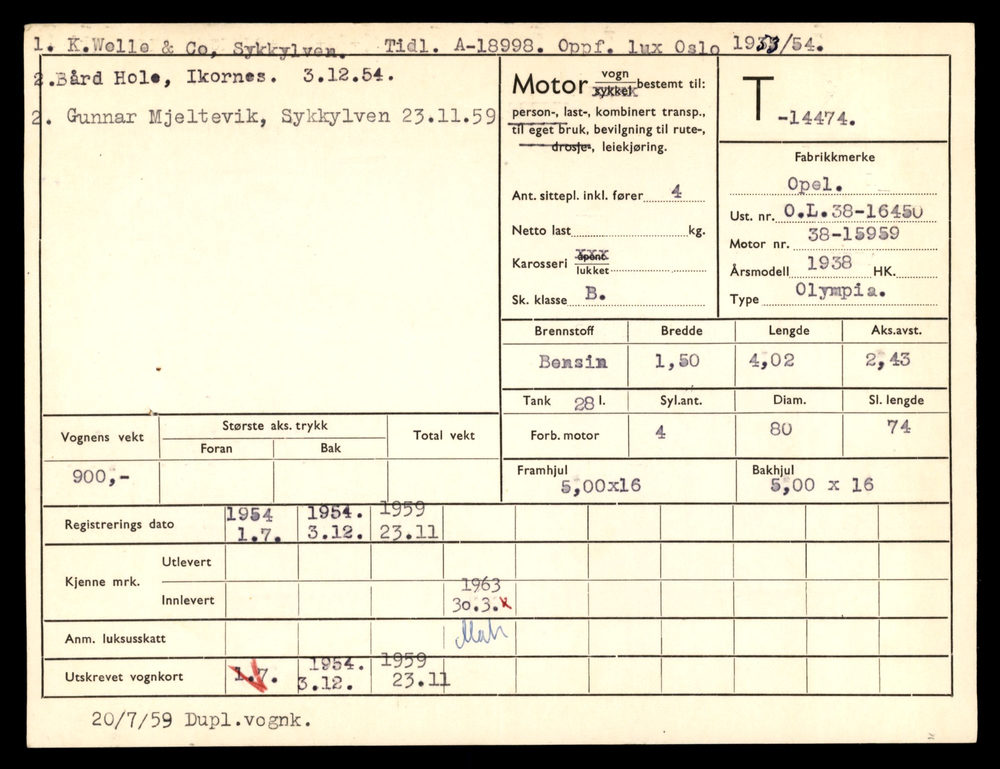 Møre og Romsdal vegkontor - Ålesund trafikkstasjon, AV/SAT-A-4099/F/Fe/L0046: Registreringskort for kjøretøy T 14445 - T 14579, 1927-1998