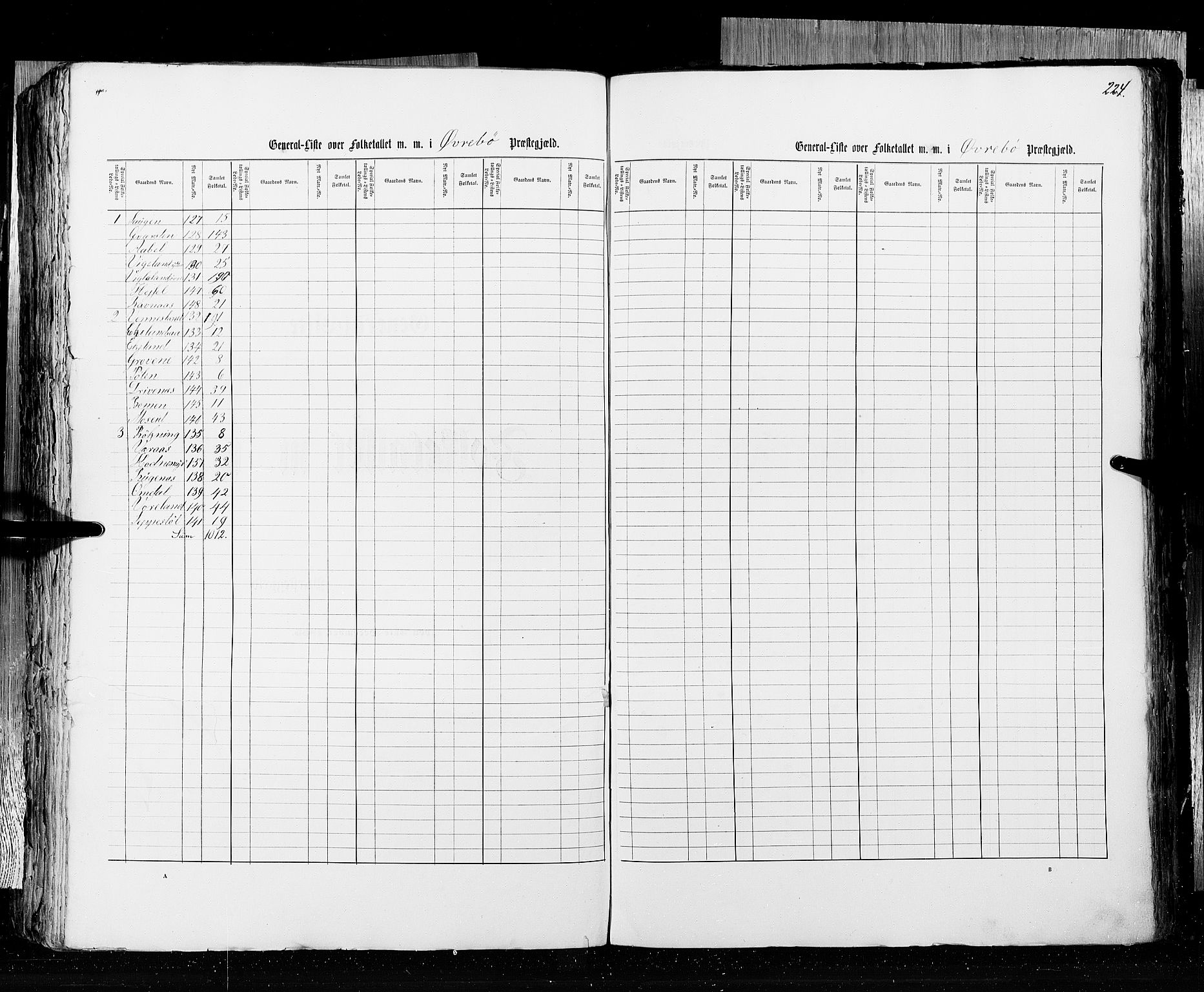 RA, Census 1855, vol. 3: Bratsberg amt, Nedenes amt og Lister og Mandal amt, 1855, p. 224