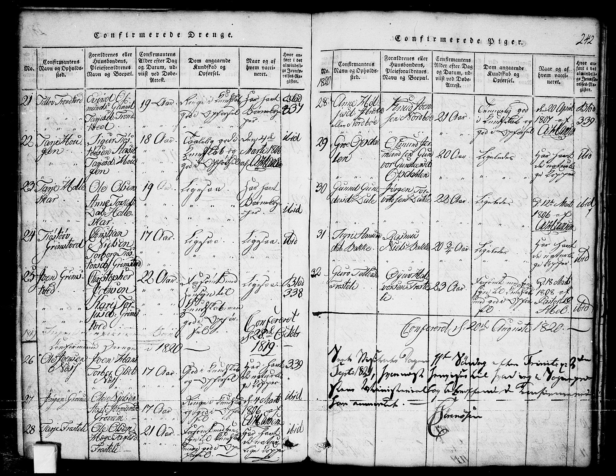 Nissedal kirkebøker, SAKO/A-288/G/Ga/L0001: Parish register (copy) no. I 1, 1814-1860, p. 242