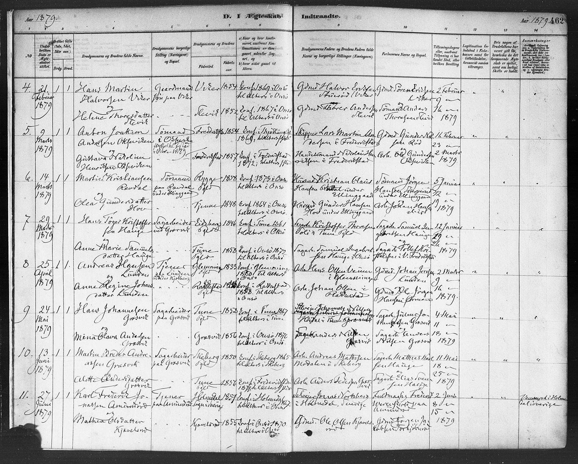 Onsøy prestekontor Kirkebøker, SAO/A-10914/F/Fa/L0006: Parish register (official) no. I 6, 1878-1898, p. 462