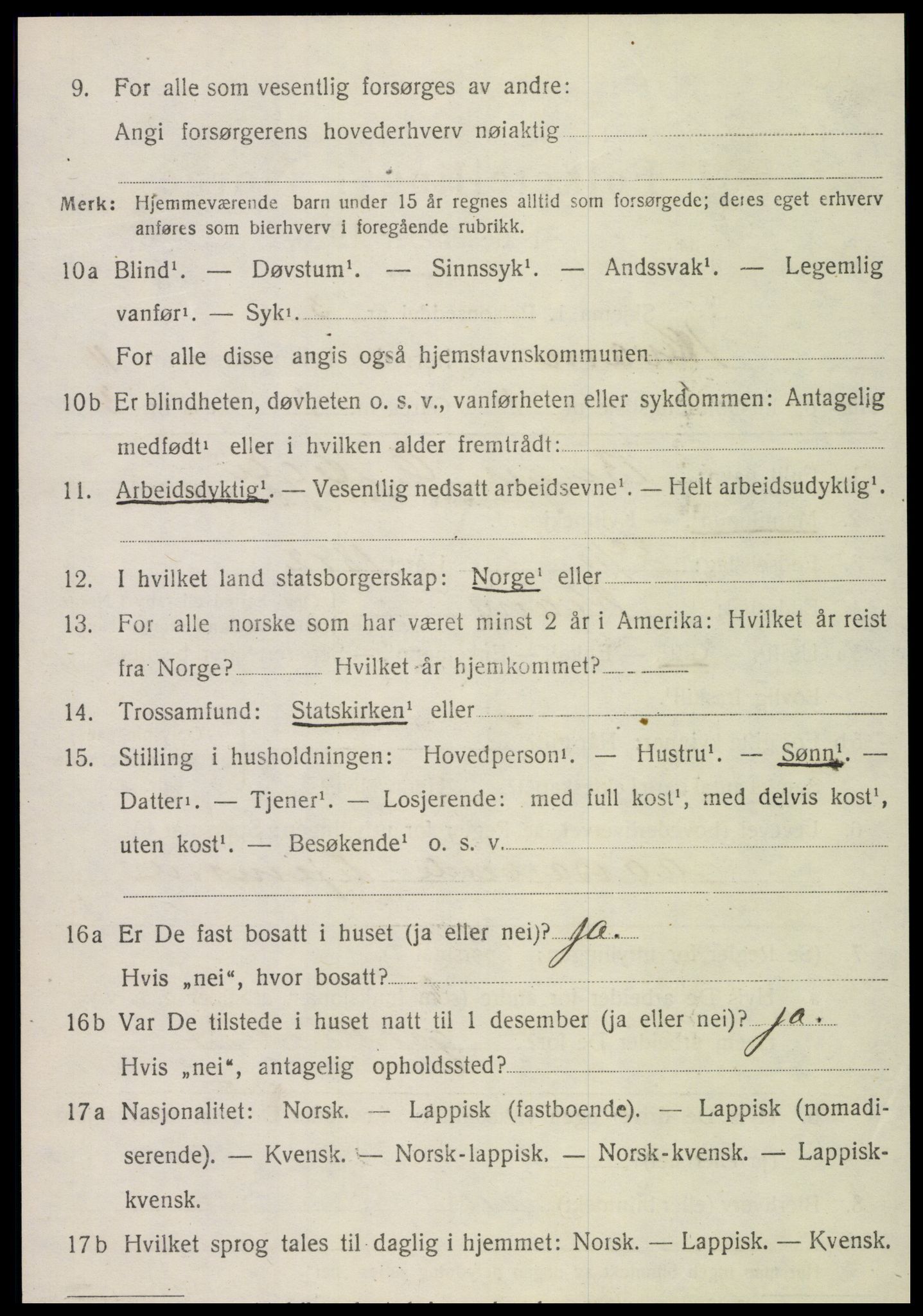 SAT, 1920 census for Kvam, 1920, p. 2716