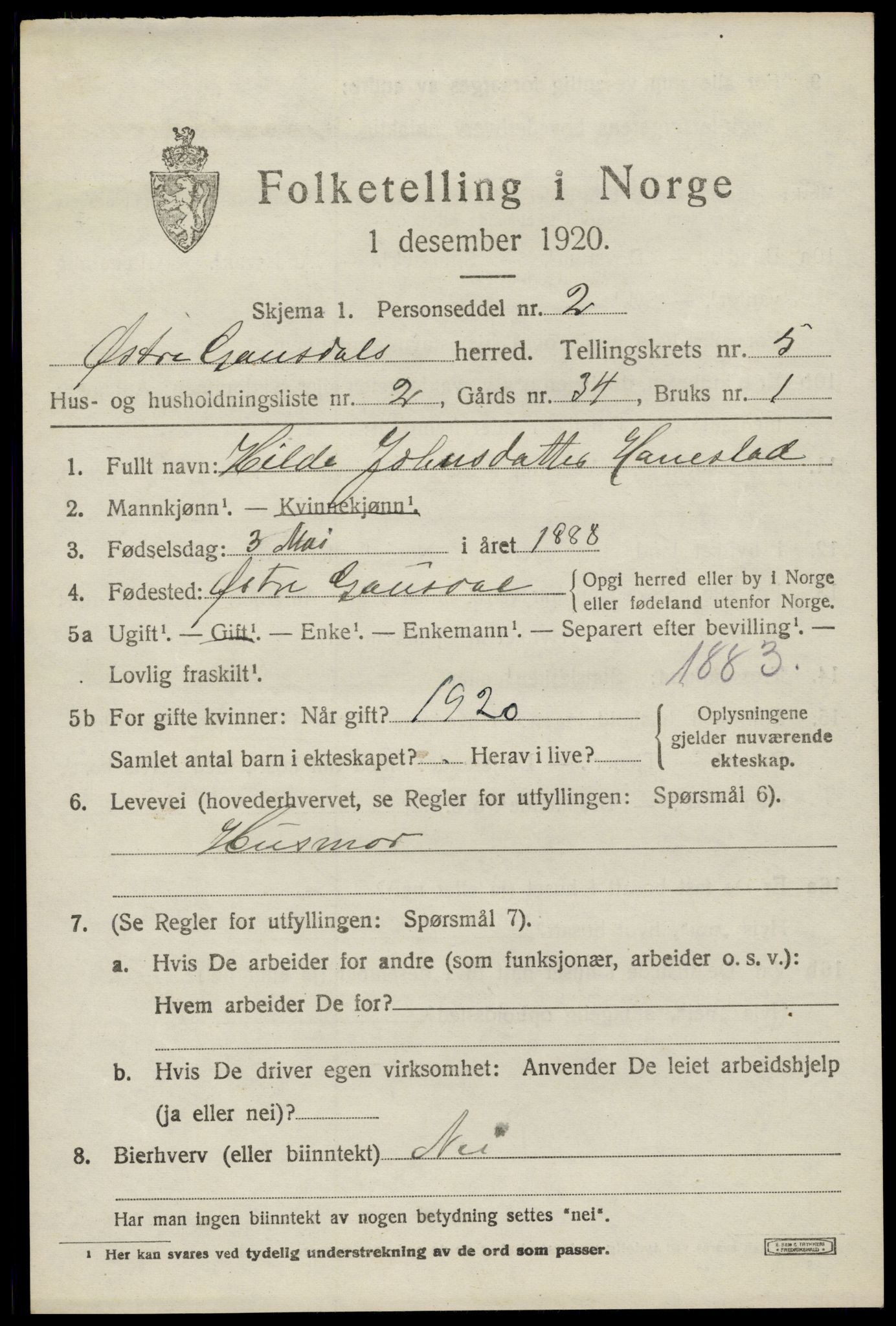 SAH, 1920 census for Østre Gausdal, 1920, p. 2700