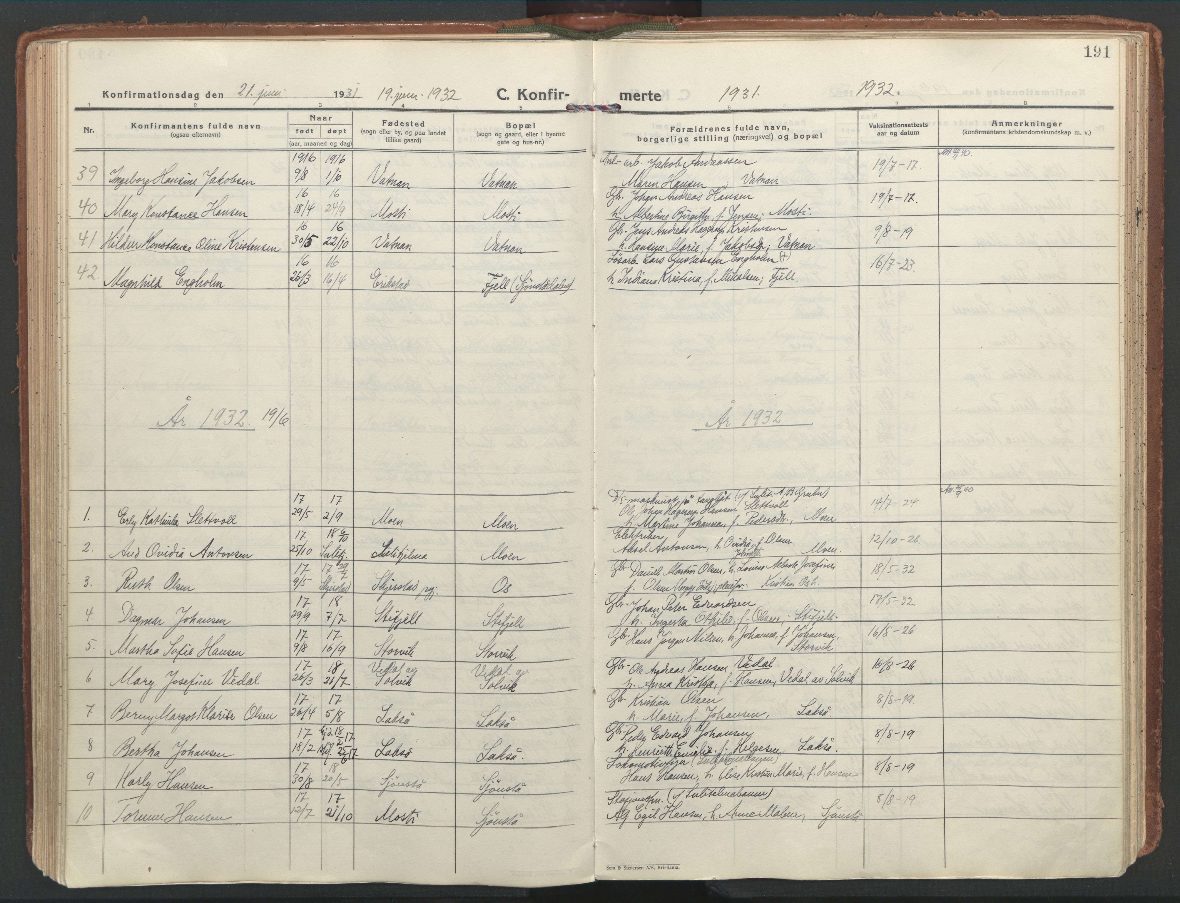 Ministerialprotokoller, klokkerbøker og fødselsregistre - Nordland, SAT/A-1459/849/L0699: Parish register (official) no. 849A10, 1924-1937, p. 191