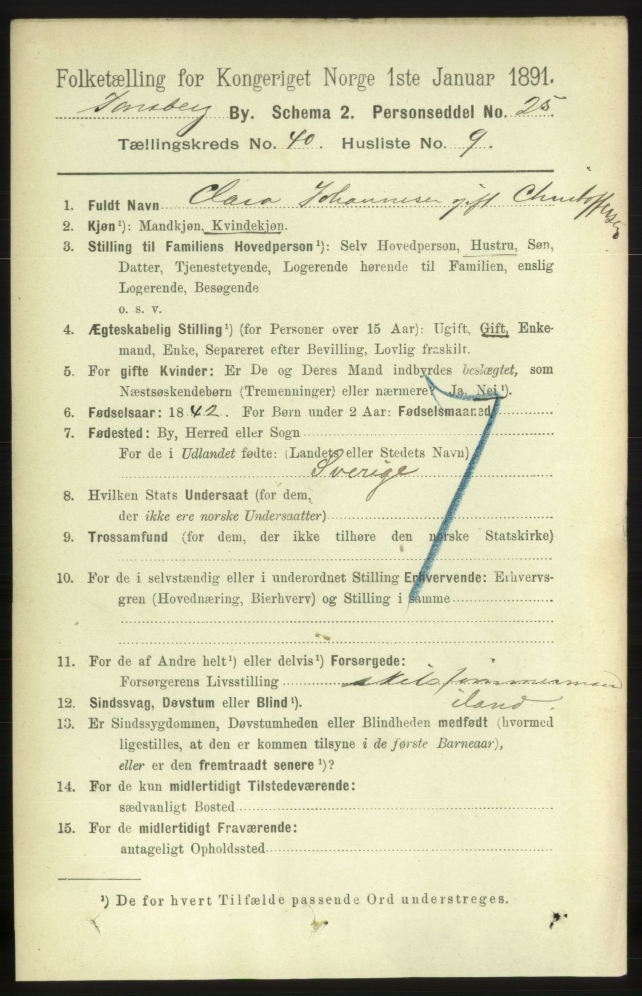 RA, 1891 census for 0705 Tønsberg, 1891, p. 8746