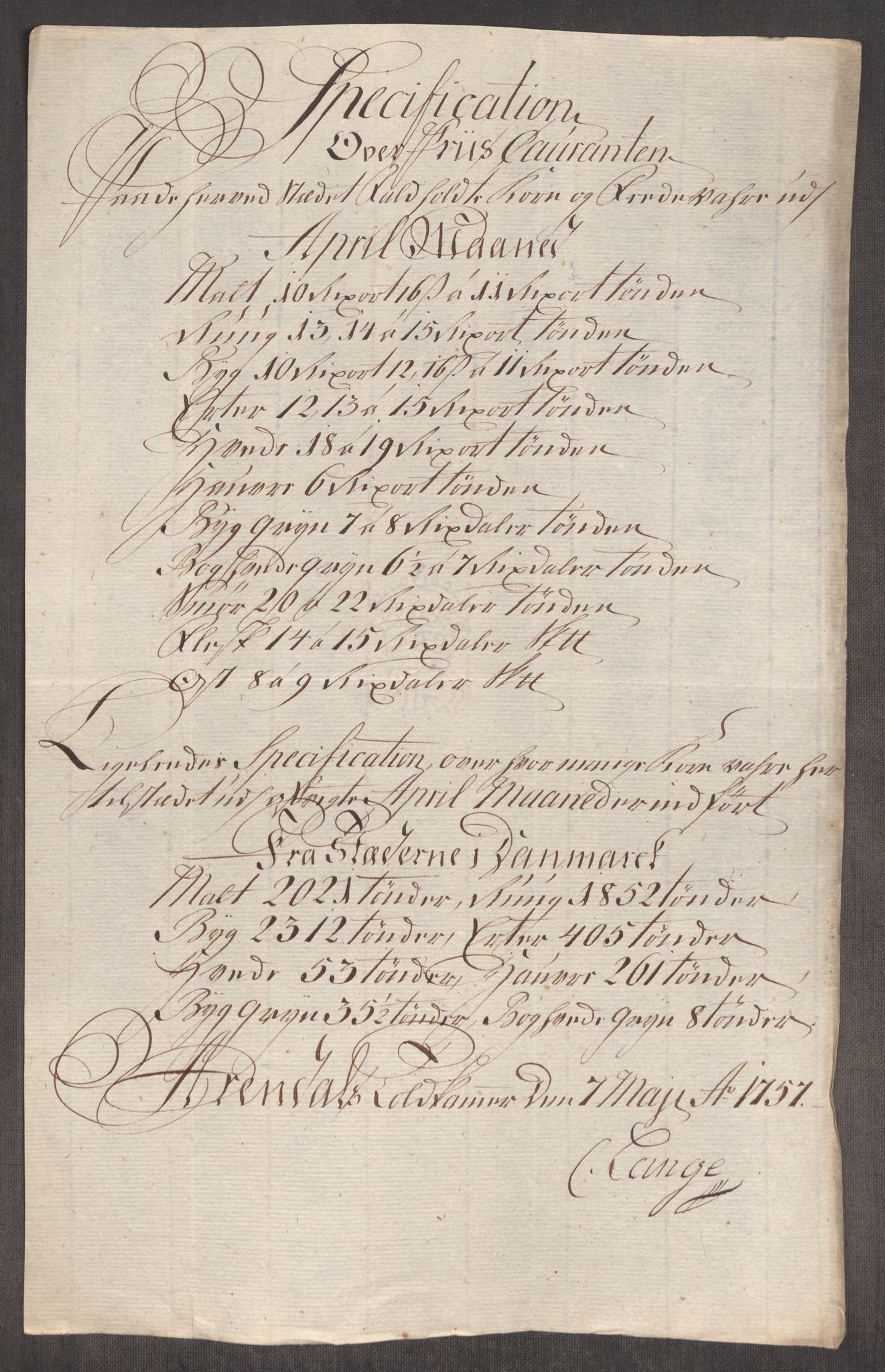 Rentekammeret inntil 1814, Realistisk ordnet avdeling, AV/RA-EA-4070/Oe/L0005: [Ø1]: Priskuranter, 1753-1757, p. 891