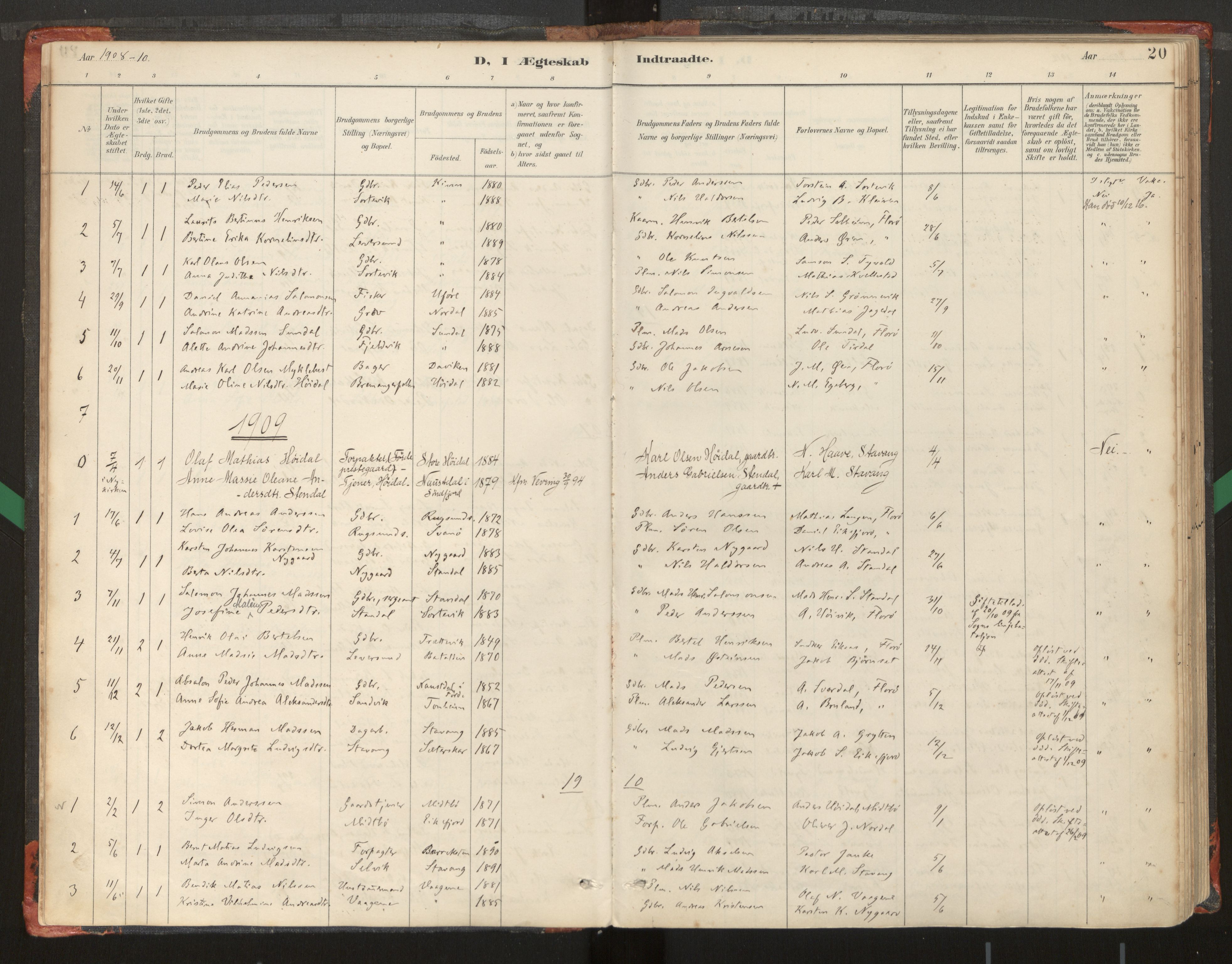 Kinn sokneprestembete, SAB/A-80801/H/Haa/Haad/L0006: Parish register (official) no. D 6, 1886-1945, p. 20