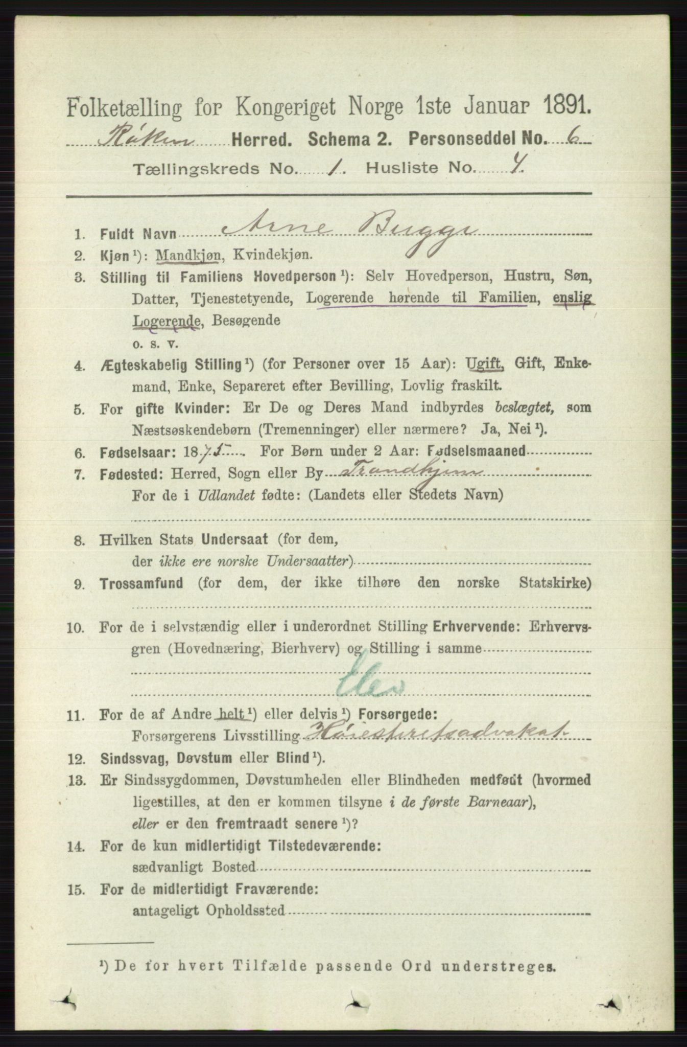 RA, 1891 census for 0627 Røyken, 1891, p. 111