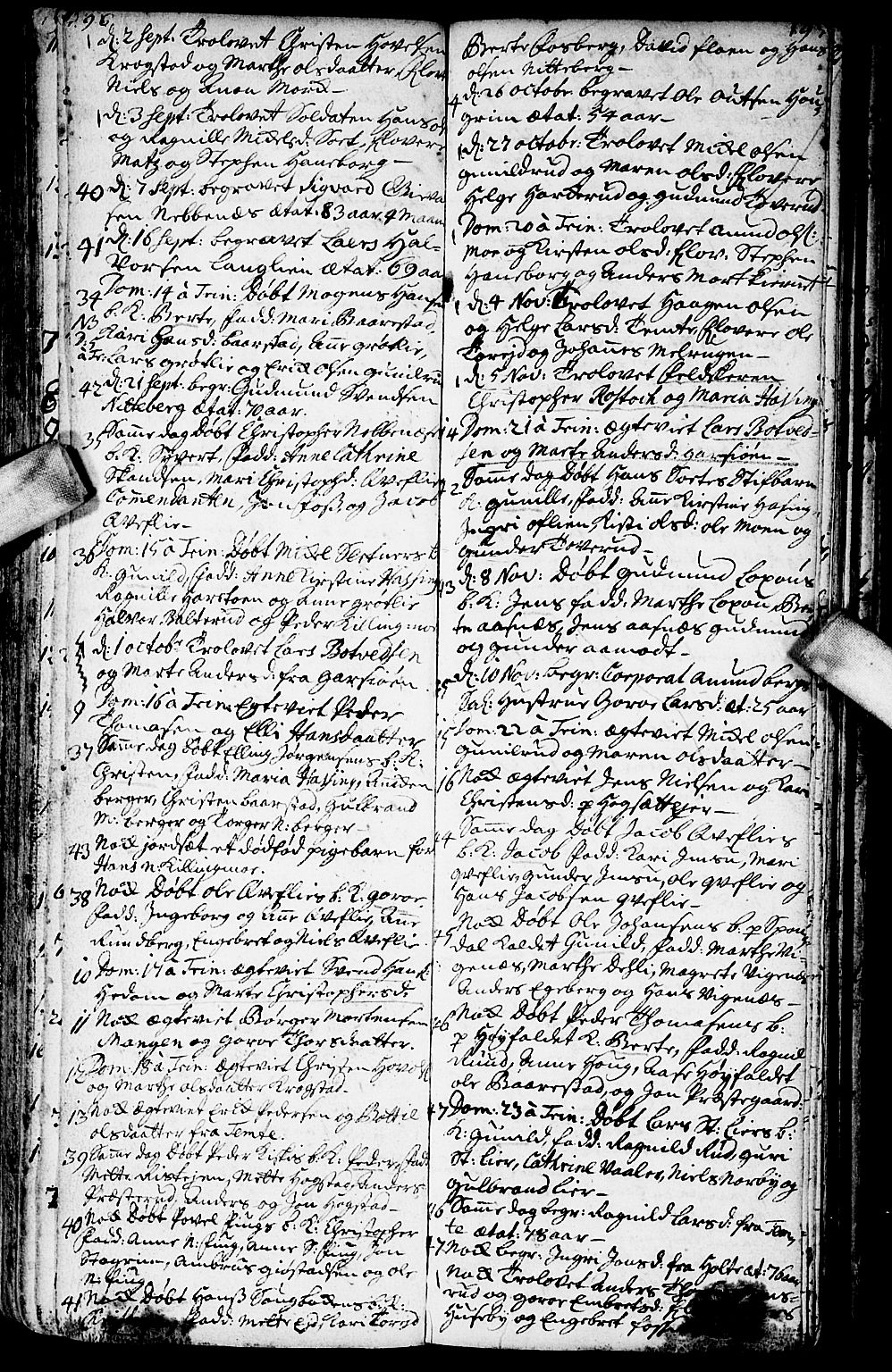 Aurskog prestekontor Kirkebøker, SAO/A-10304a/F/Fa/L0001: Parish register (official) no. I 1, 1707-1735, p. 196-197
