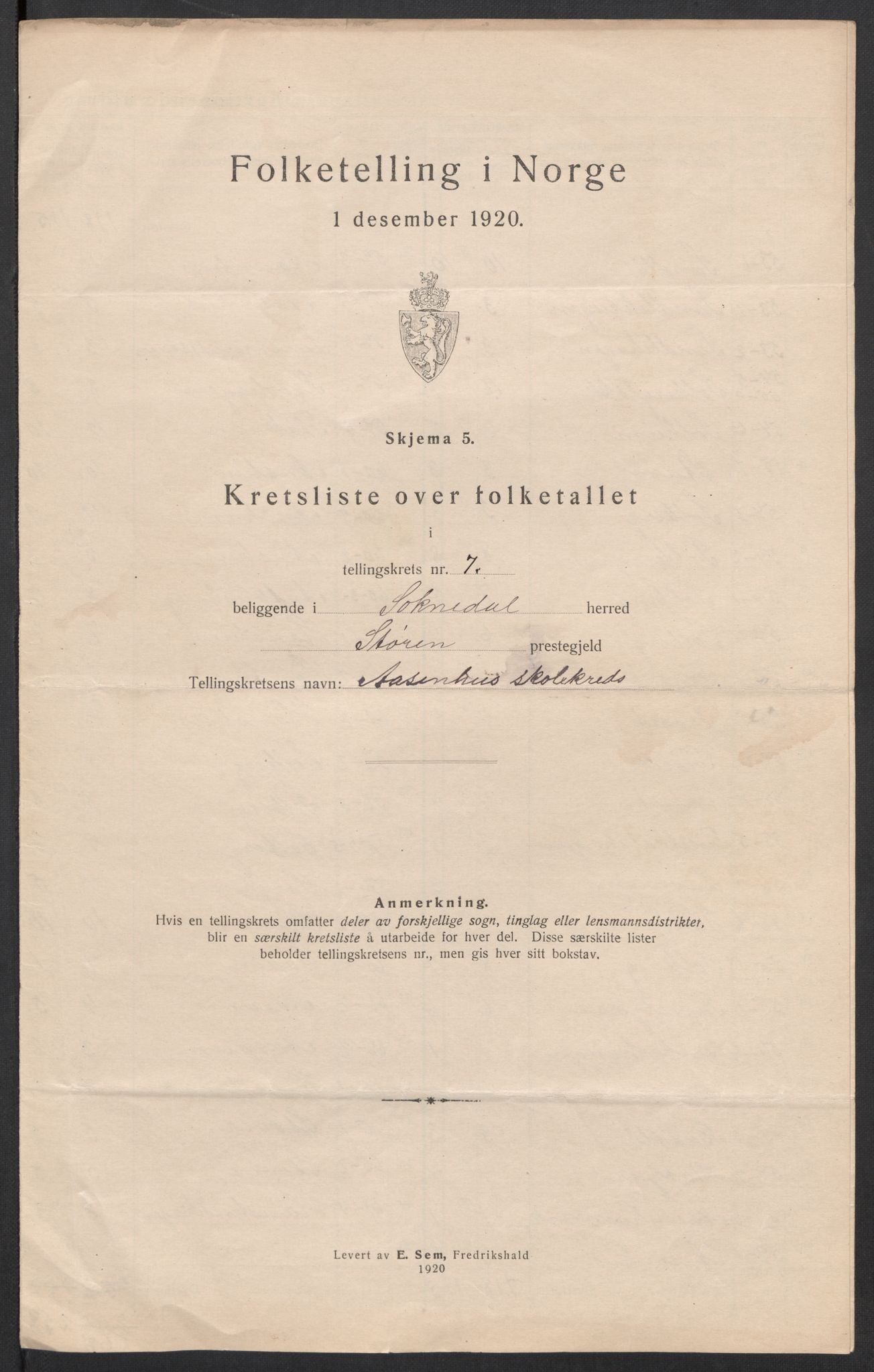 SAT, 1920 census for Soknedal, 1920, p. 25