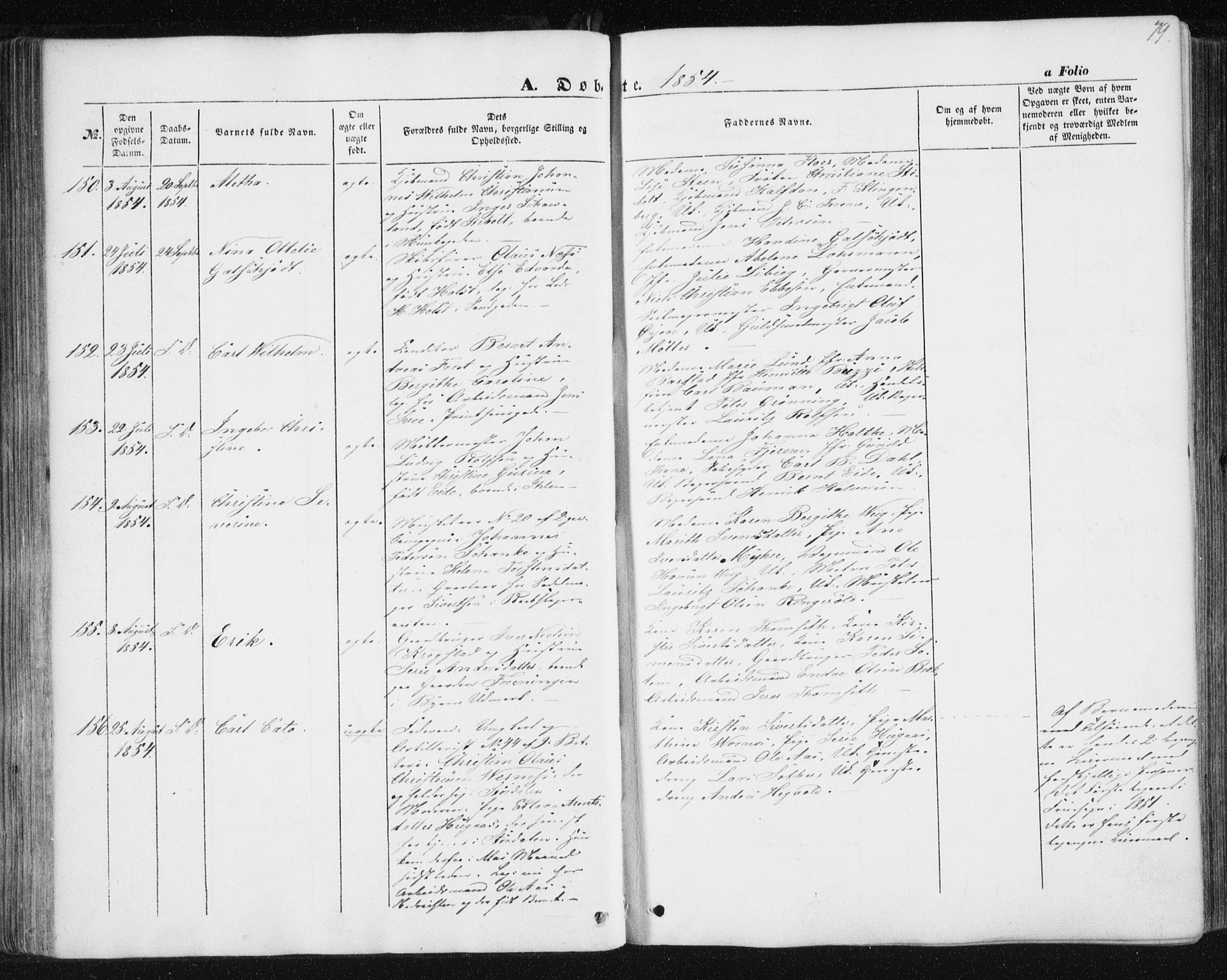Ministerialprotokoller, klokkerbøker og fødselsregistre - Sør-Trøndelag, SAT/A-1456/602/L0112: Parish register (official) no. 602A10, 1848-1859, p. 79