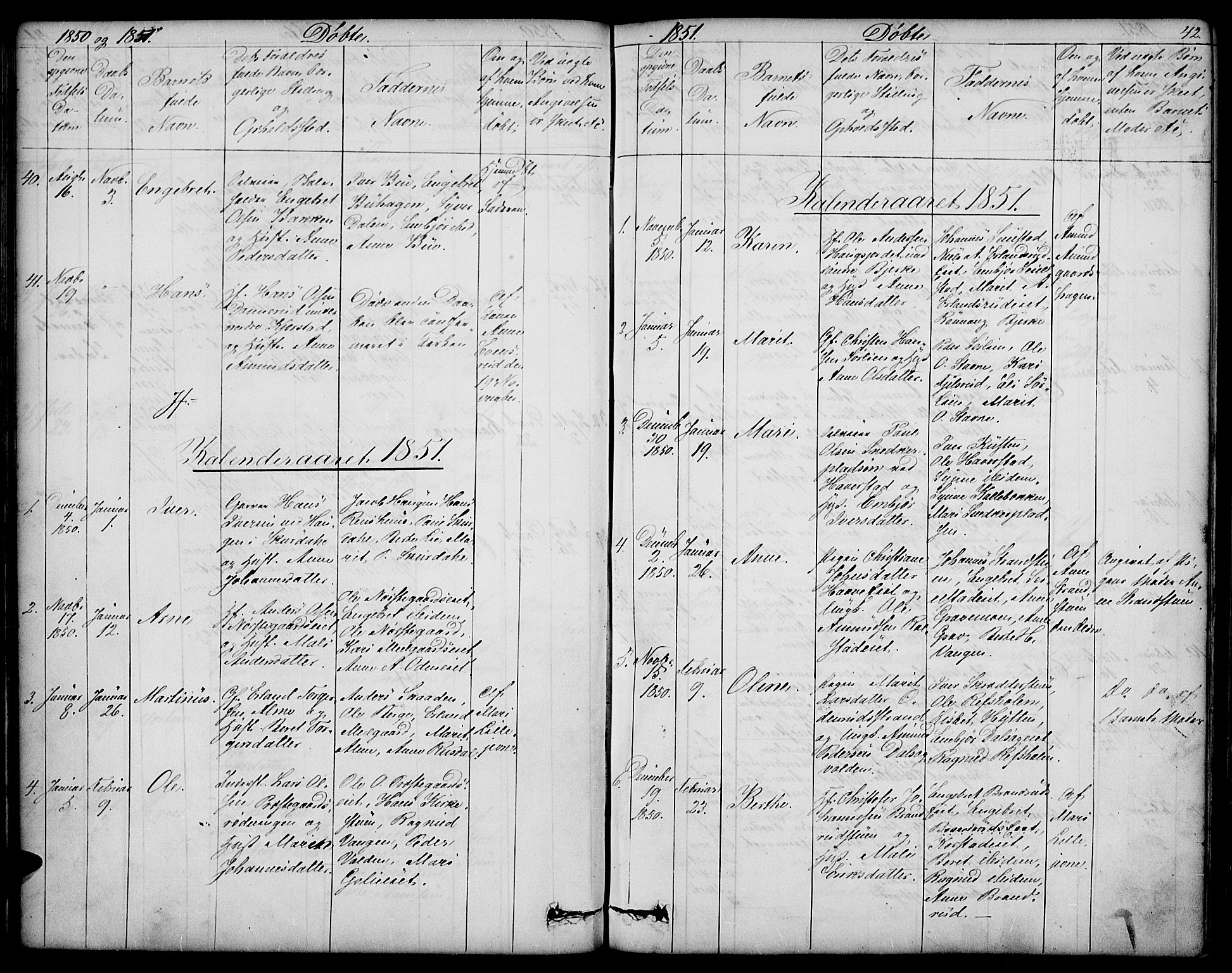 Sør-Fron prestekontor, SAH/PREST-010/H/Ha/Hab/L0001: Parish register (copy) no. 1, 1844-1863, p. 42