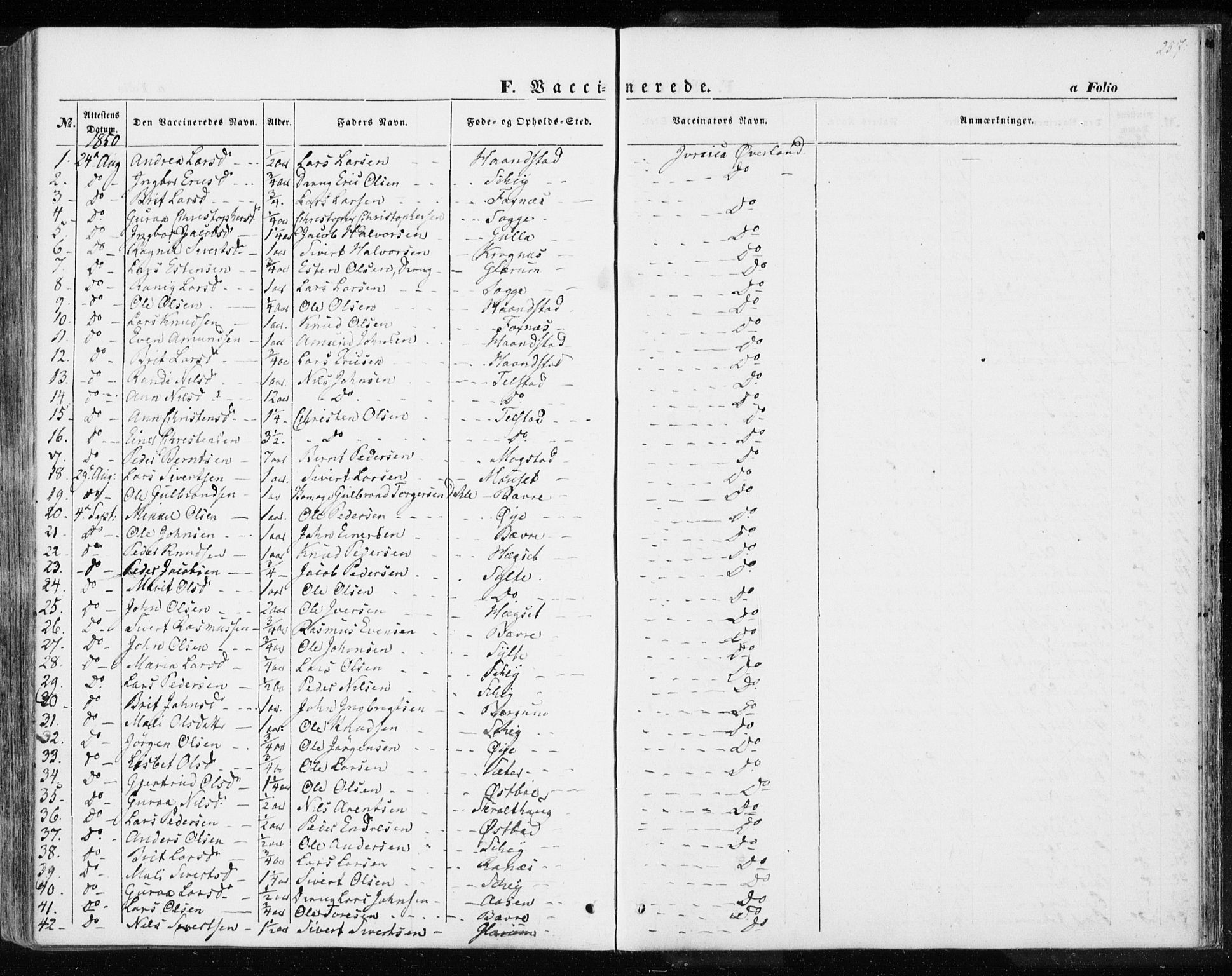 Ministerialprotokoller, klokkerbøker og fødselsregistre - Møre og Romsdal, SAT/A-1454/595/L1043: Parish register (official) no. 595A05, 1843-1851, p. 257