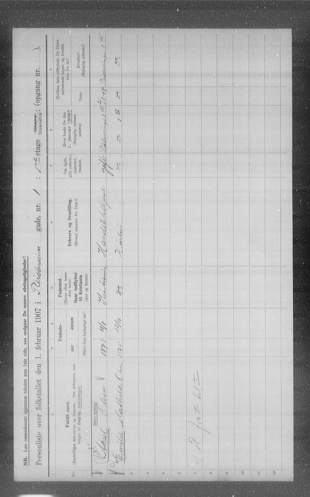 OBA, Municipal Census 1907 for Kristiania, 1907, p. 42169