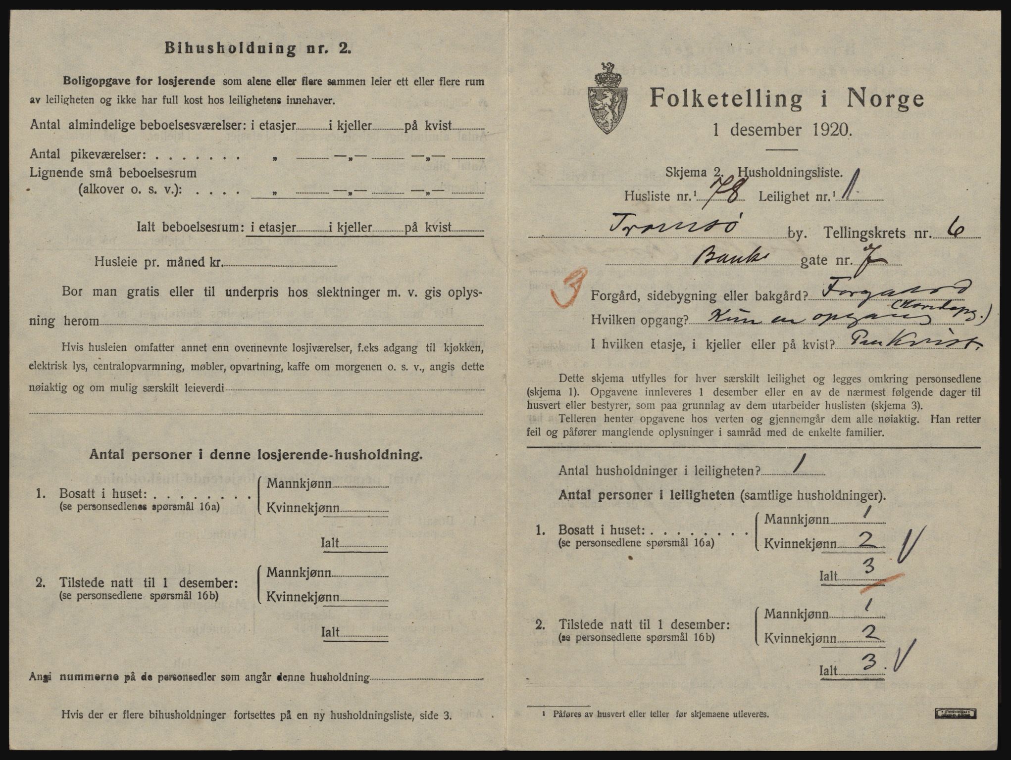 SATØ, 1920 census for Tromsø, 1920, p. 4237