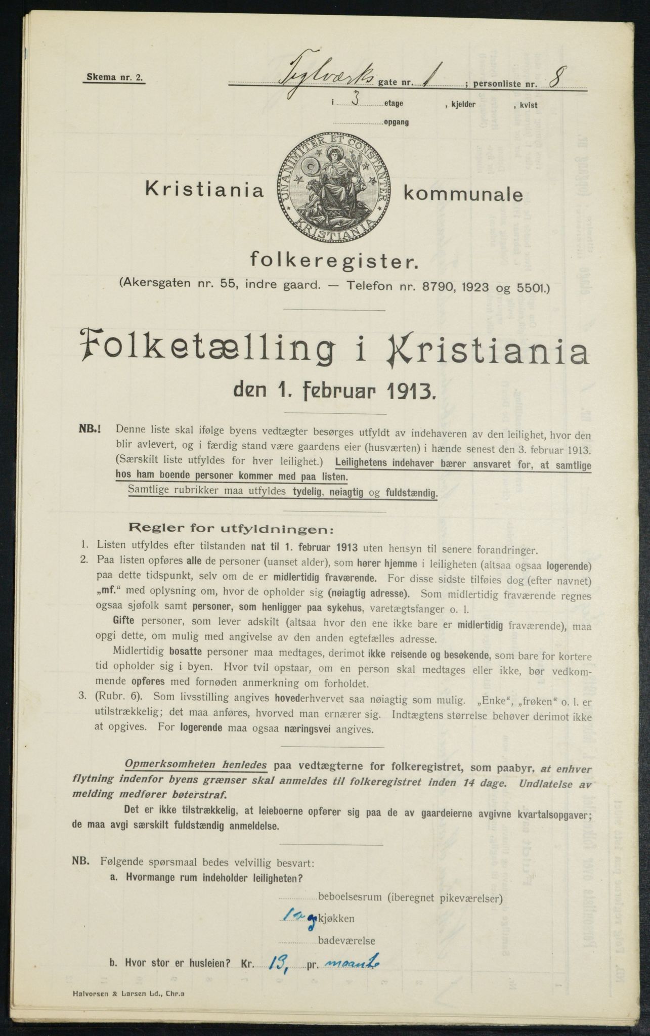 OBA, Municipal Census 1913 for Kristiania, 1913, p. 107402