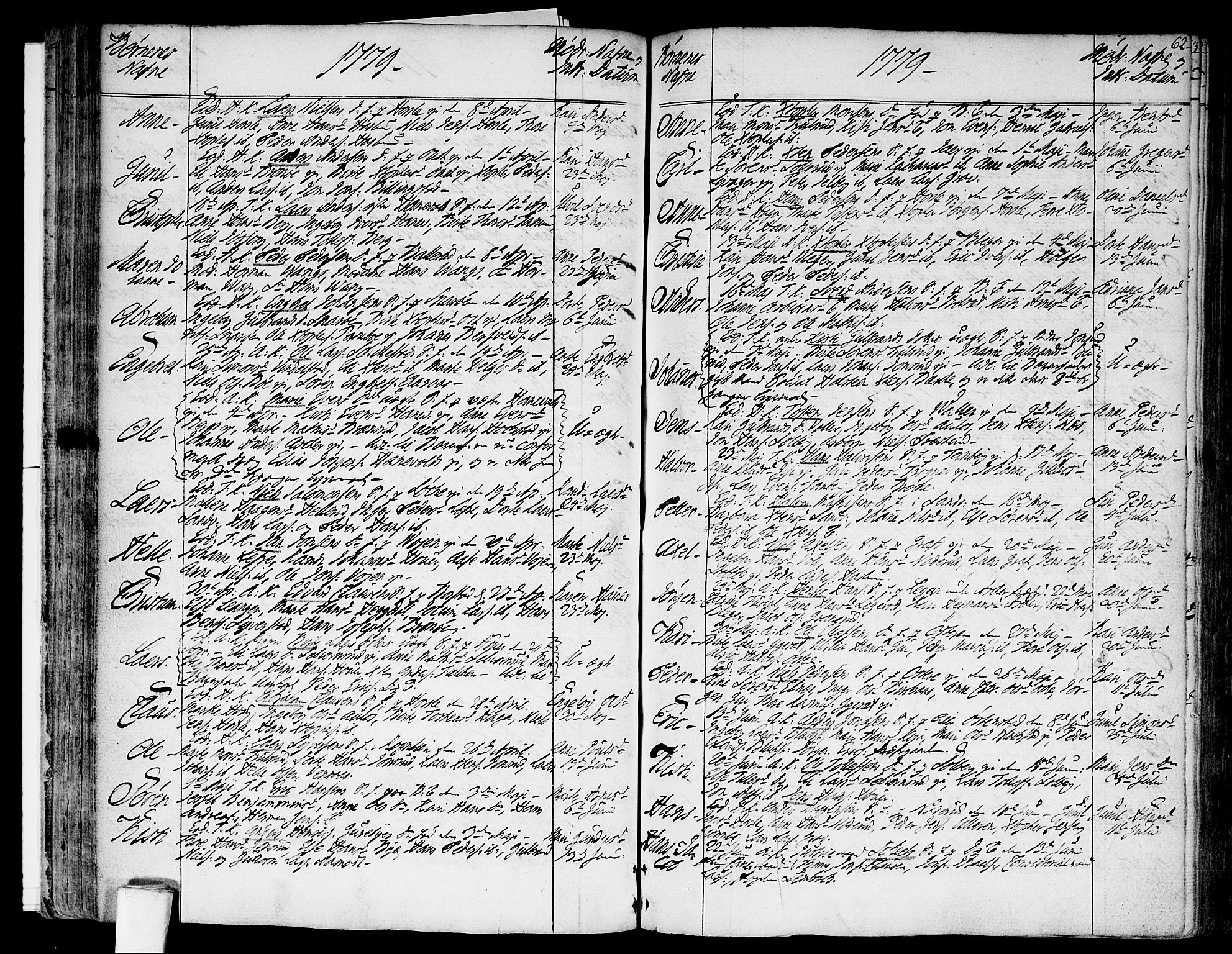 Asker prestekontor Kirkebøker, SAO/A-10256a/F/Fa/L0003: Parish register (official) no. I 3, 1767-1807, p. 62