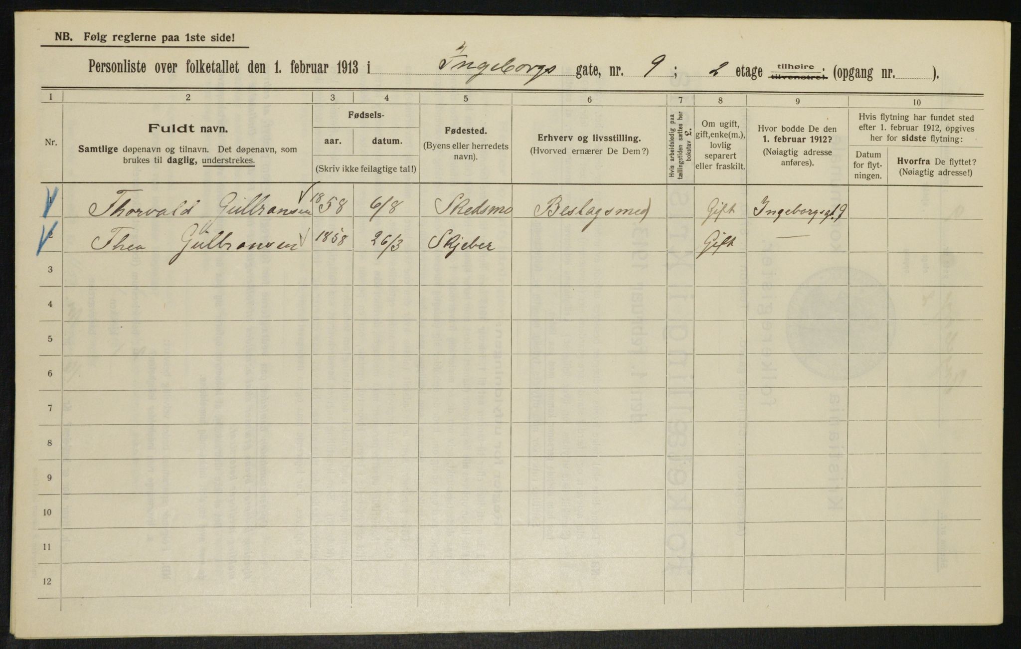 OBA, Municipal Census 1913 for Kristiania, 1913, p. 43622