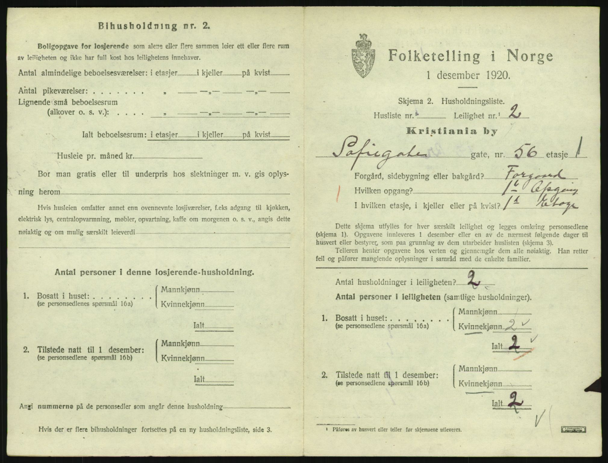 SAO, 1920 census for Kristiania, 1920, p. 99285