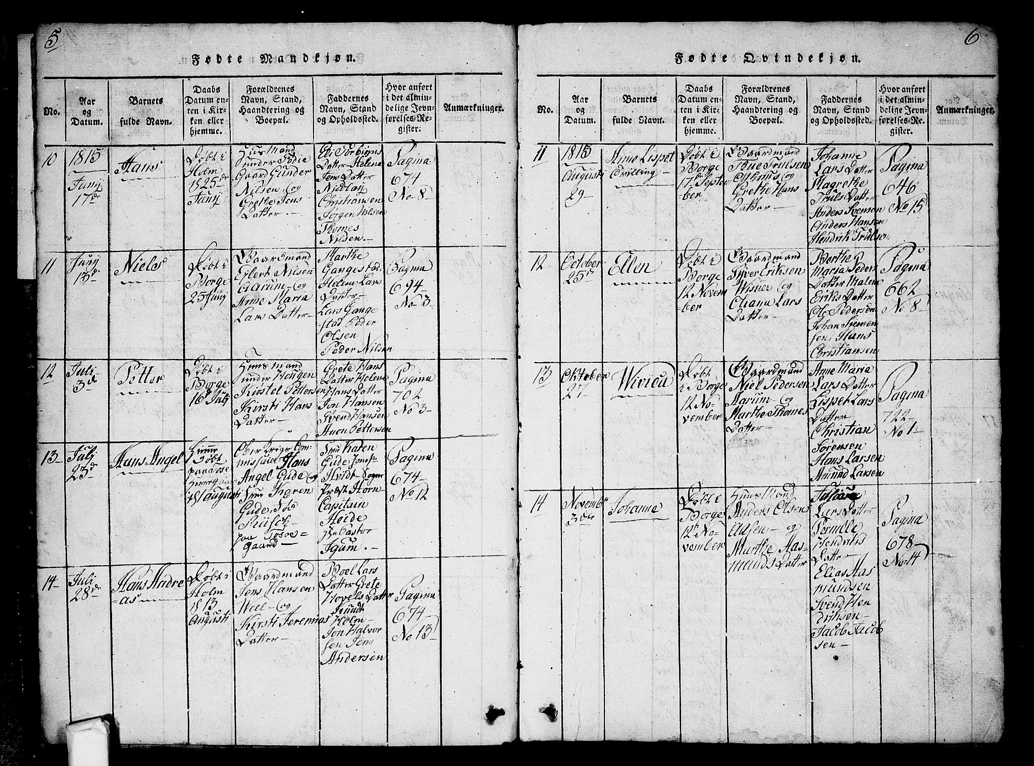 Borge prestekontor Kirkebøker, AV/SAO-A-10903/G/Ga/L0001: Parish register (copy) no.  I 1, 1815-1835, p. 5-6