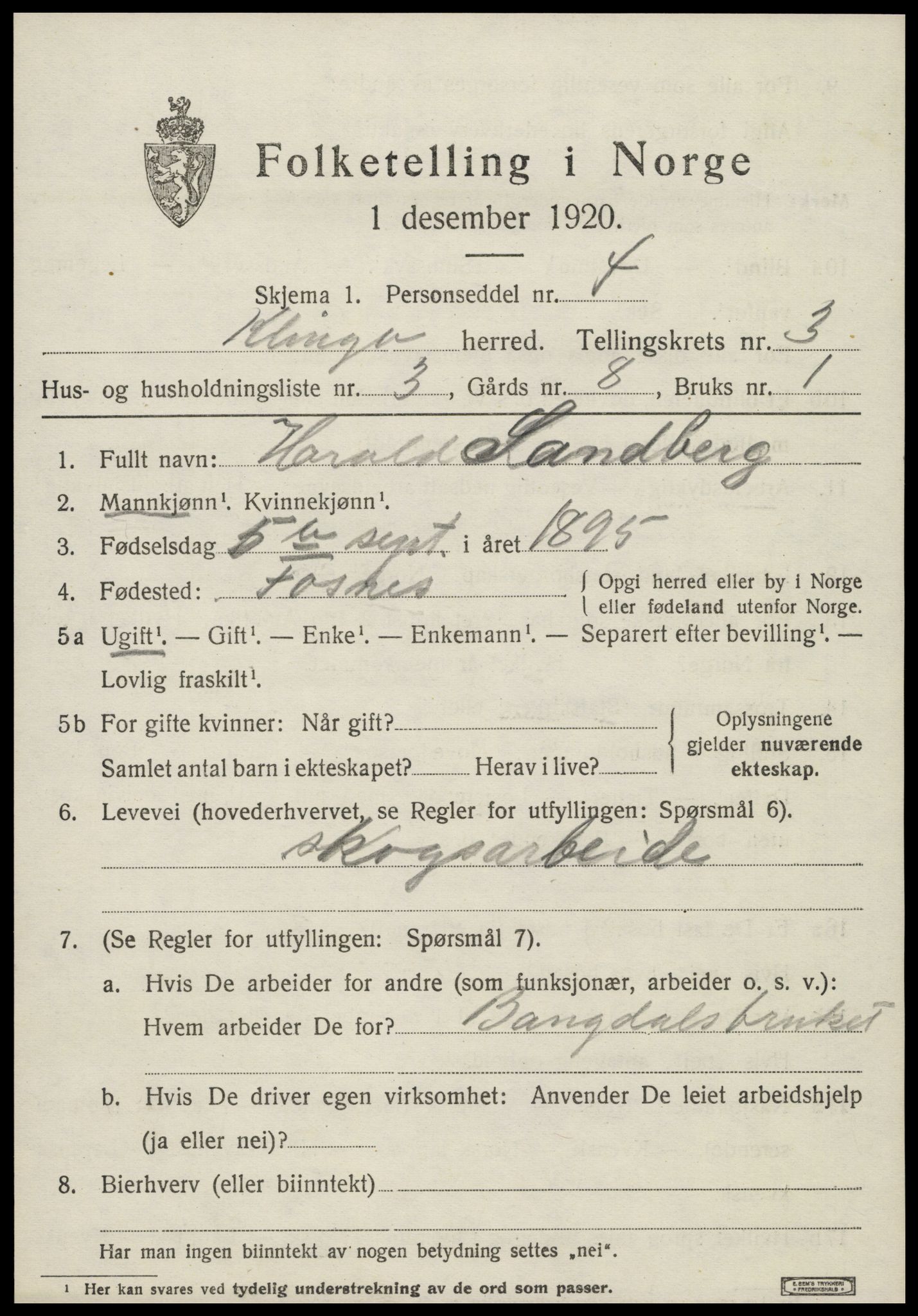 SAT, 1920 census for Klinga, 1920, p. 2091