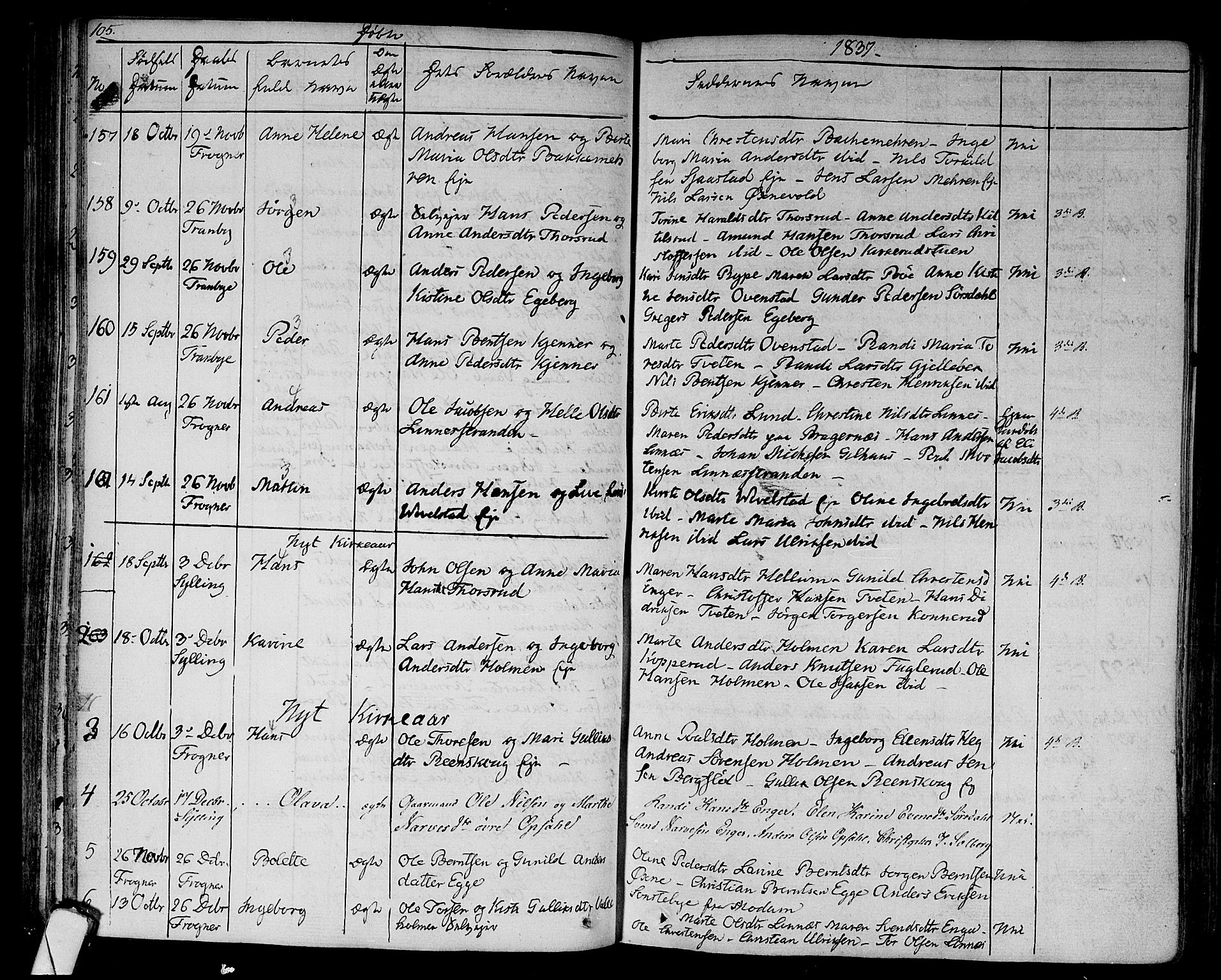 Lier kirkebøker, AV/SAKO-A-230/F/Fa/L0010: Parish register (official) no. I 10, 1827-1843, p. 105