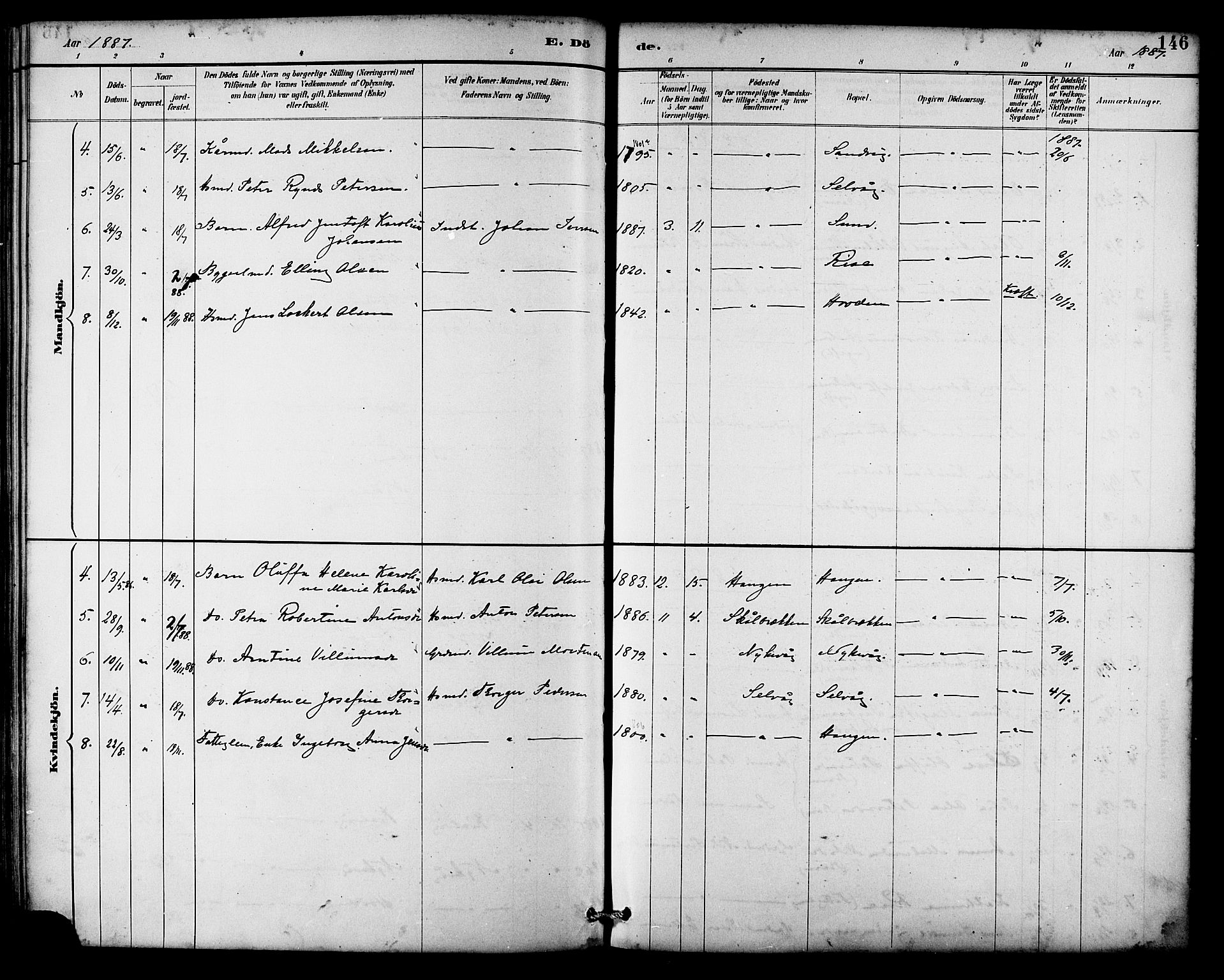 Ministerialprotokoller, klokkerbøker og fødselsregistre - Nordland, SAT/A-1459/892/L1320: Parish register (official) no. 892A01, 1886-1901, p. 146