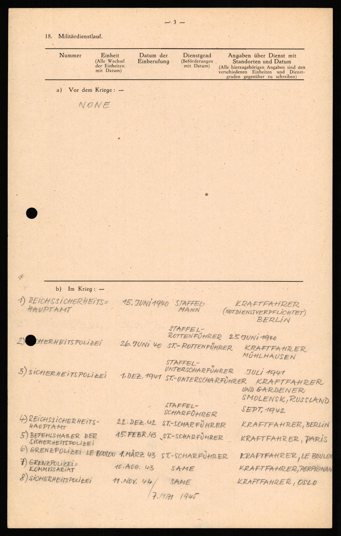Forsvaret, Forsvarets overkommando II, RA/RAFA-3915/D/Db/L0028: CI Questionaires. Tyske okkupasjonsstyrker i Norge. Tyskere., 1945-1946, p. 448