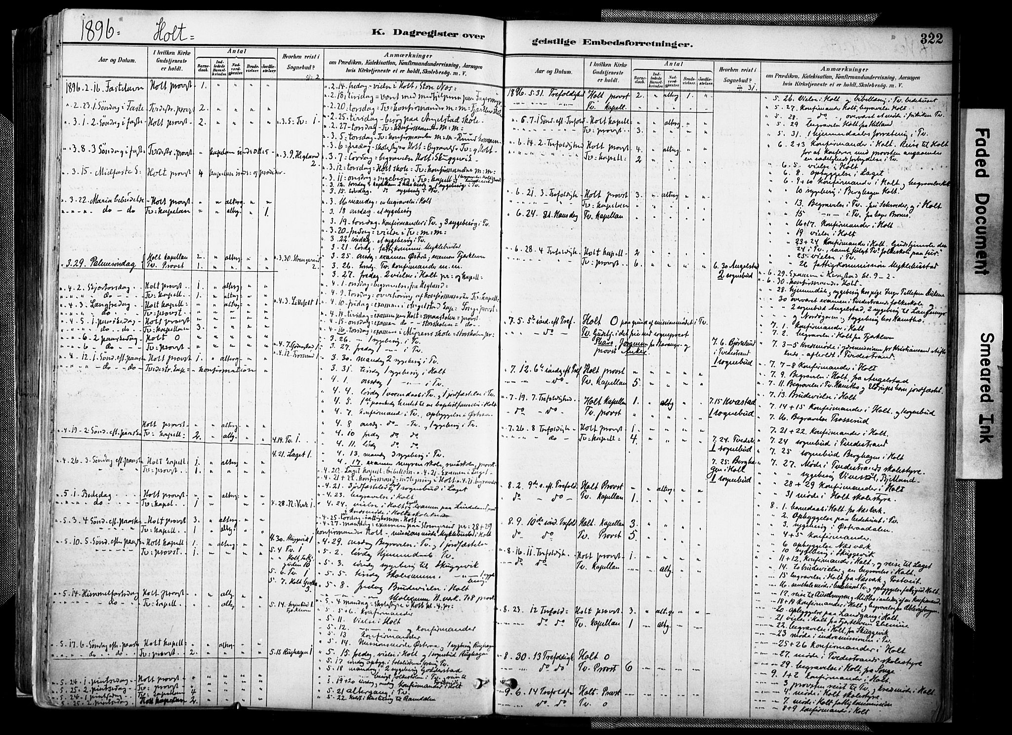 Holt sokneprestkontor, AV/SAK-1111-0021/F/Fa/L0012: Parish register (official) no. A 12, 1885-1907, p. 322