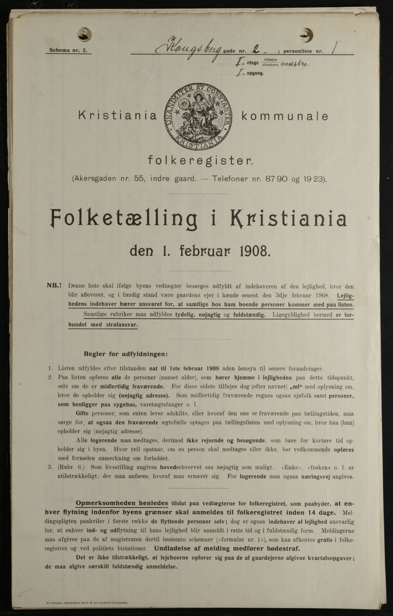 OBA, Municipal Census 1908 for Kristiania, 1908, p. 47135