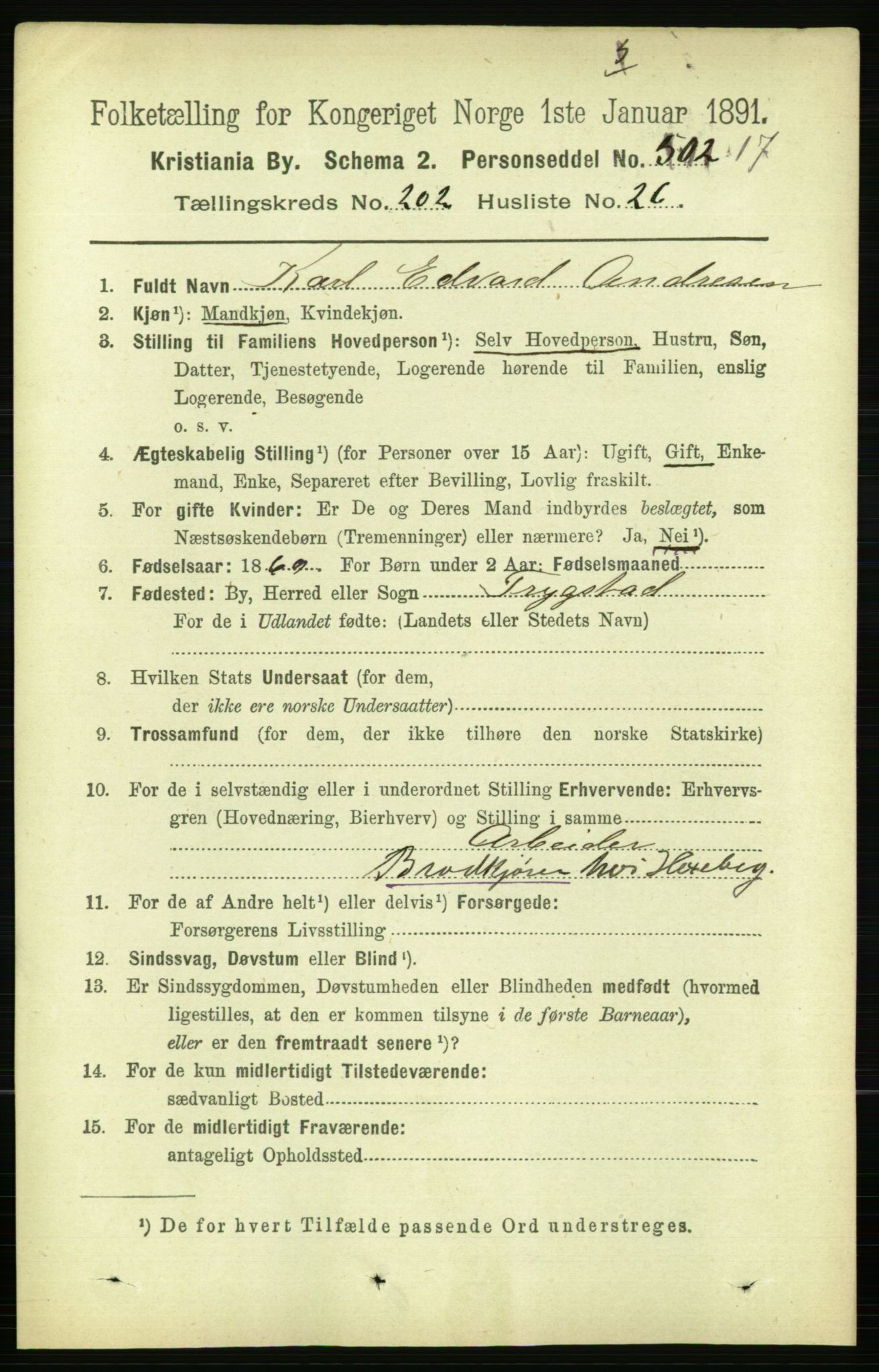 RA, 1891 census for 0301 Kristiania, 1891, p. 122030