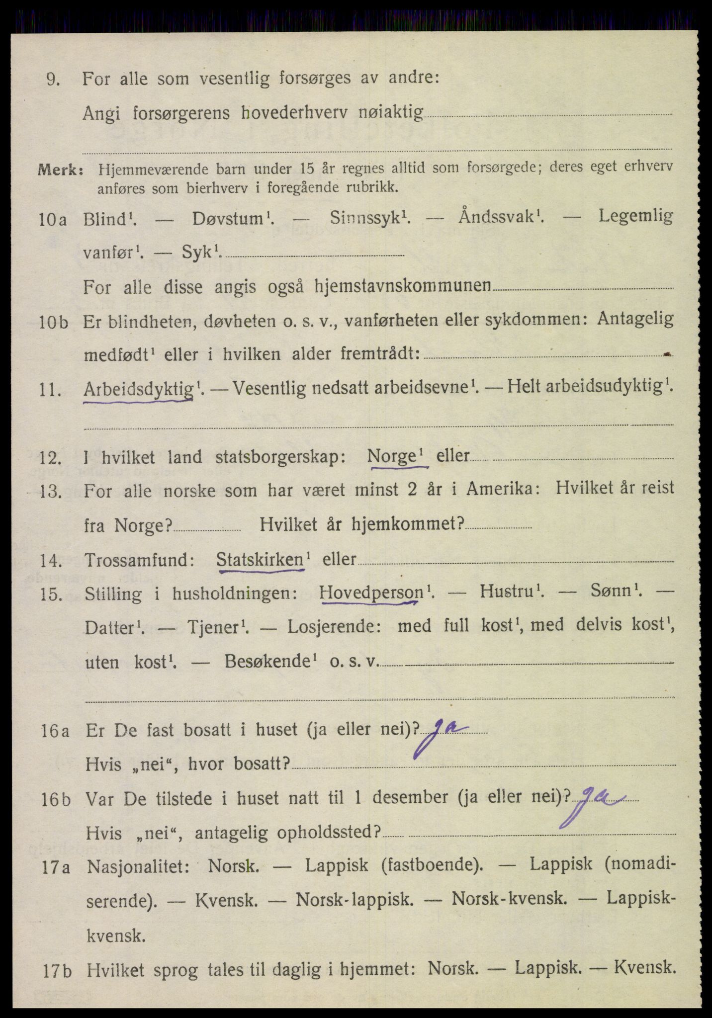 SAT, 1920 census for Vik, 1920, p. 5242