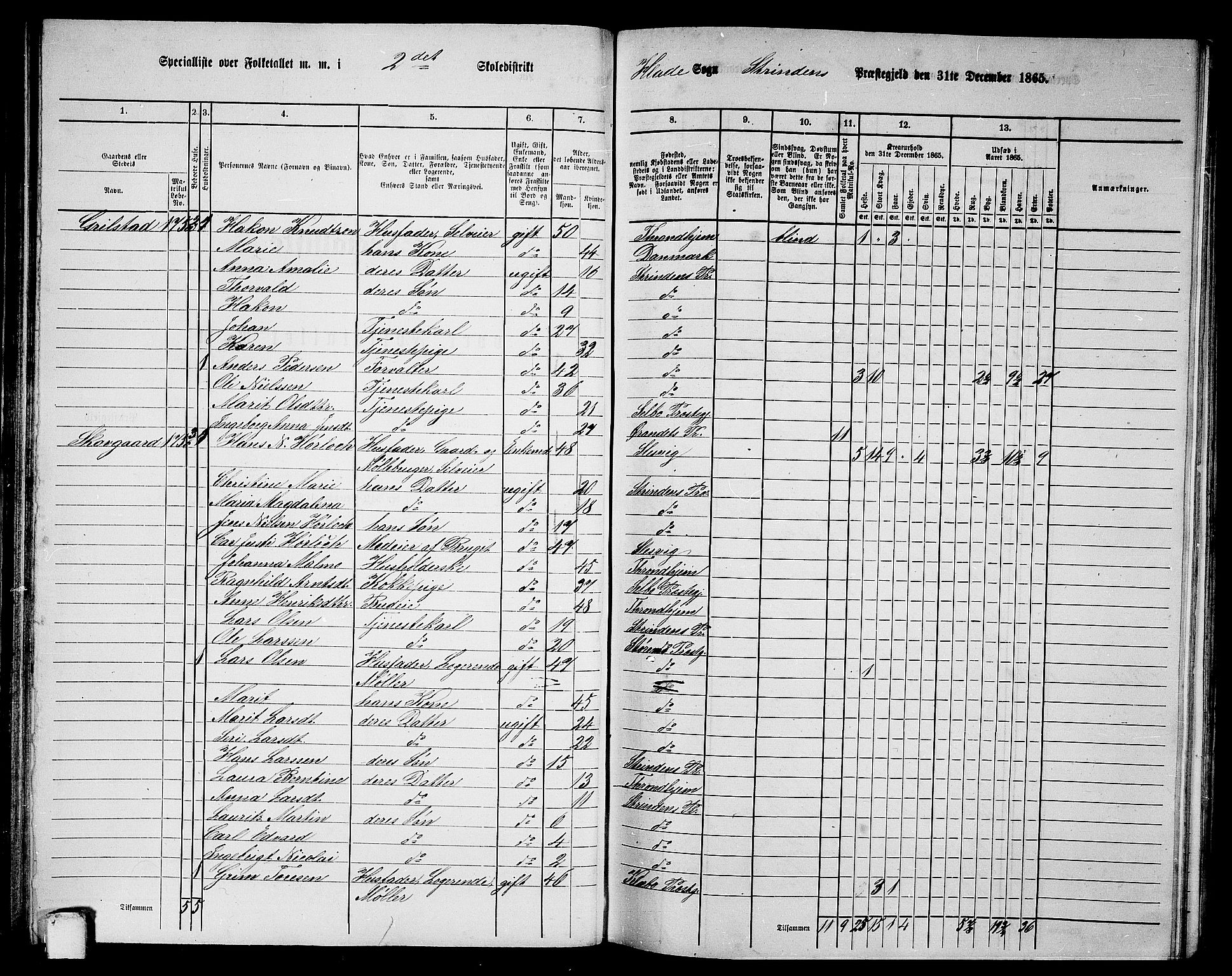 RA, 1865 census for Strinda, 1865, p. 47