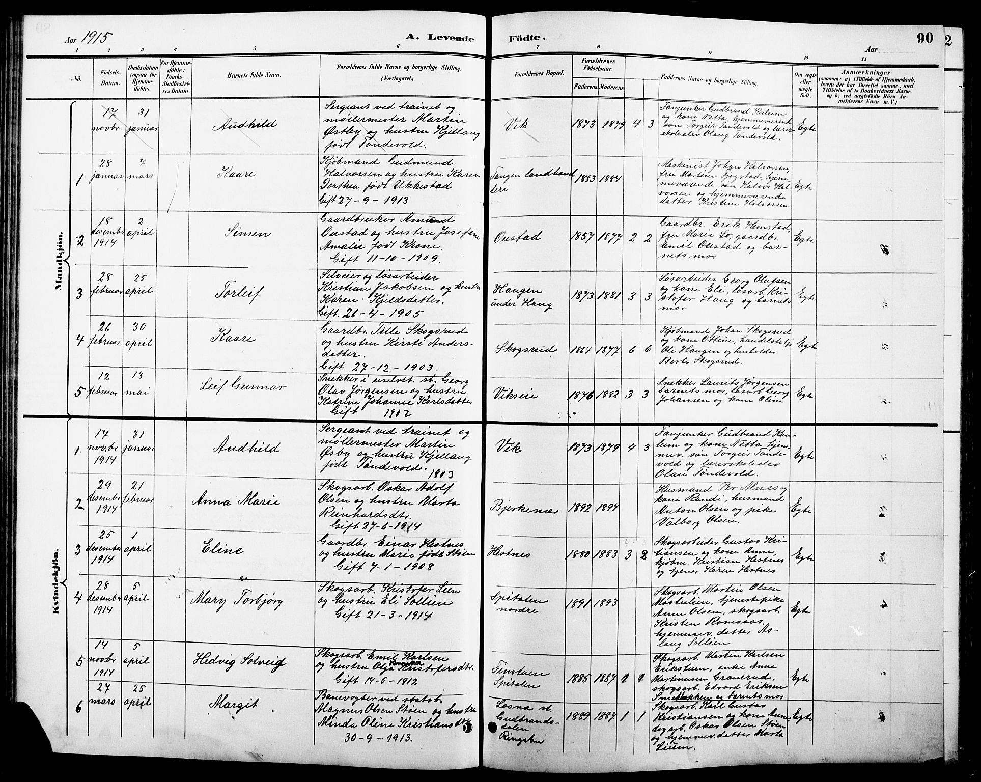 Stange prestekontor, SAH/PREST-002/L/L0011: Parish register (copy) no. 11, 1895-1917, p. 90