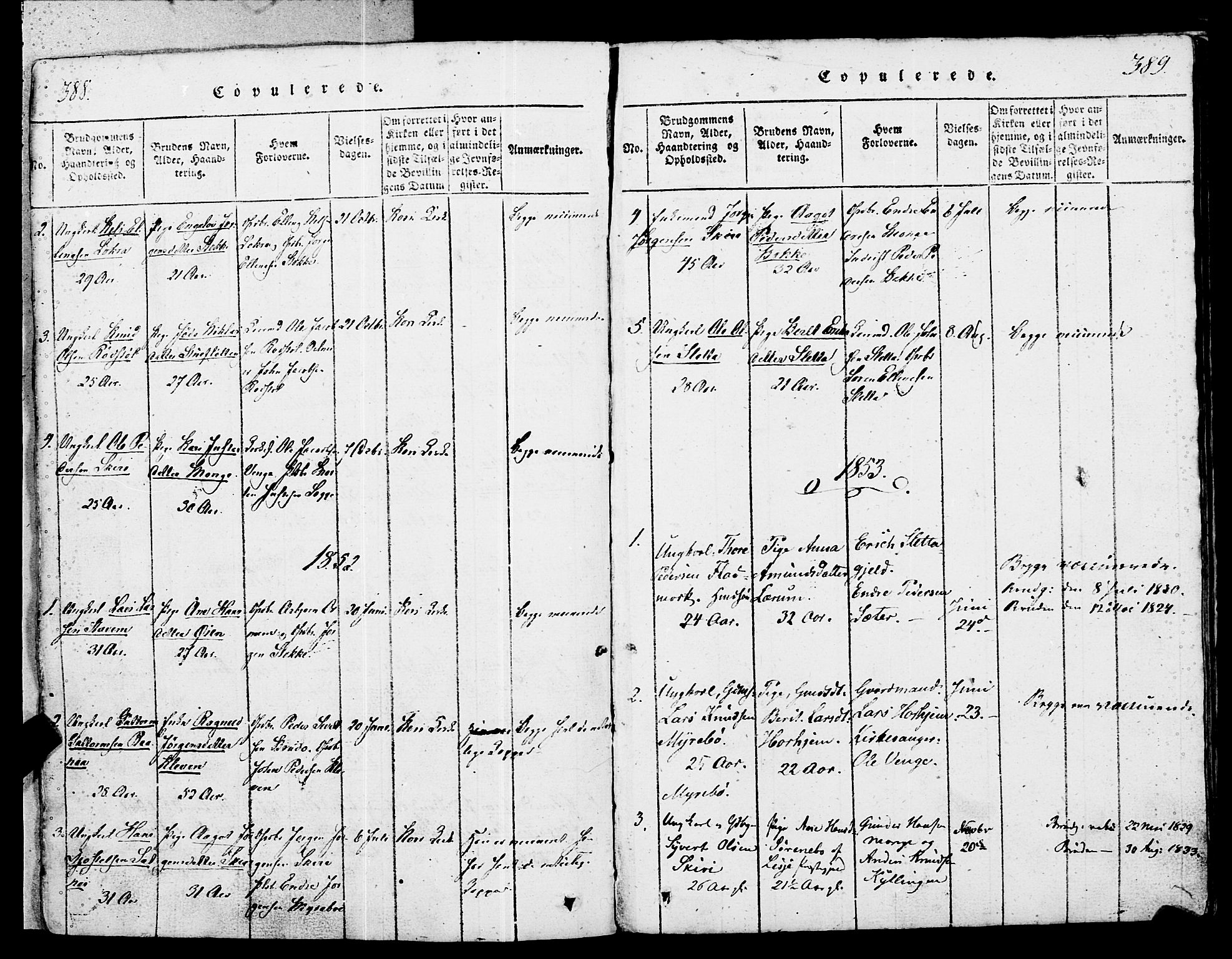 Ministerialprotokoller, klokkerbøker og fødselsregistre - Møre og Romsdal, SAT/A-1454/546/L0593: Parish register (official) no. 546A01, 1818-1853, p. 388-389