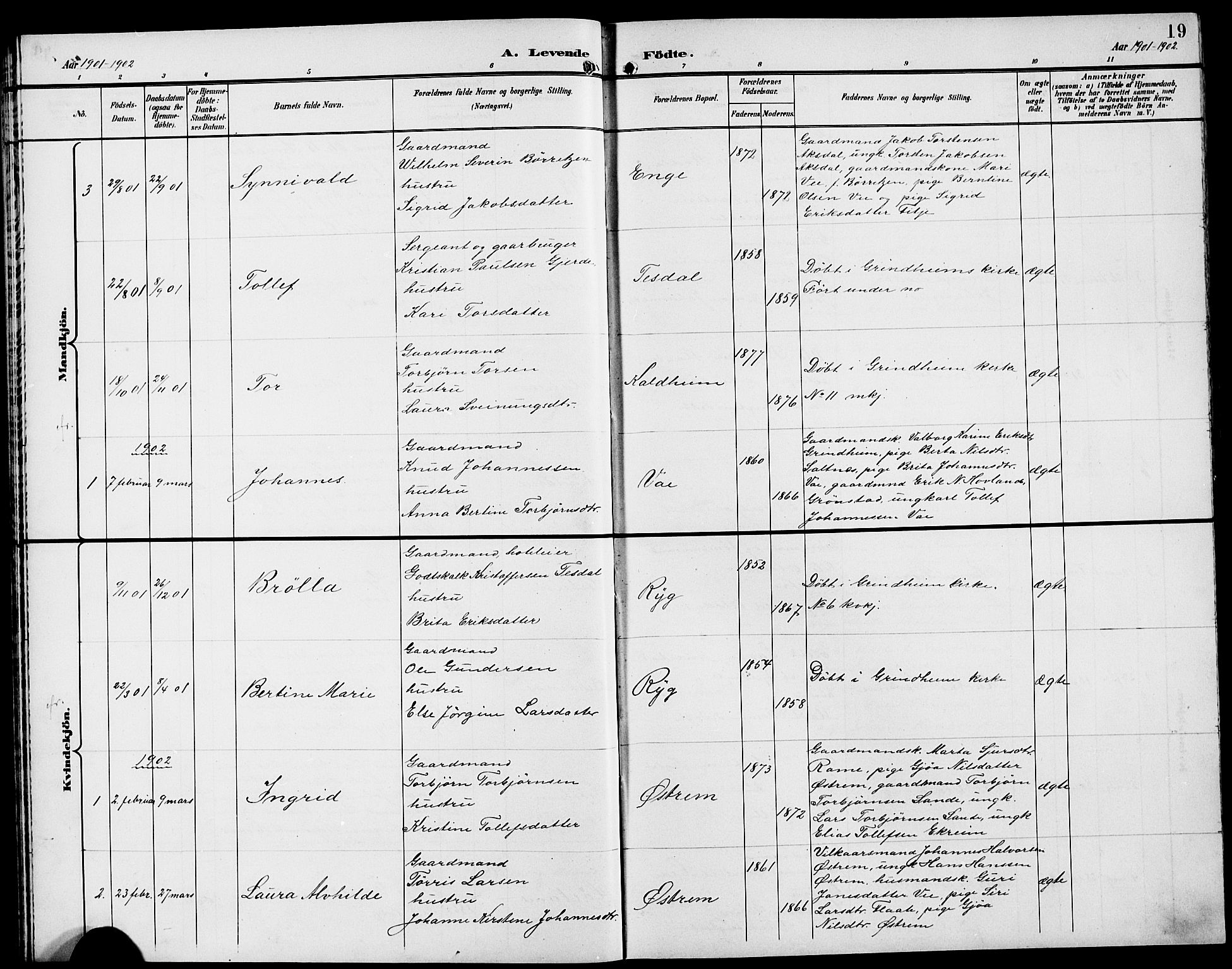 Etne sokneprestembete, SAB/A-75001/H/Hab: Parish register (copy) no. A 6, 1897-1924, p. 19