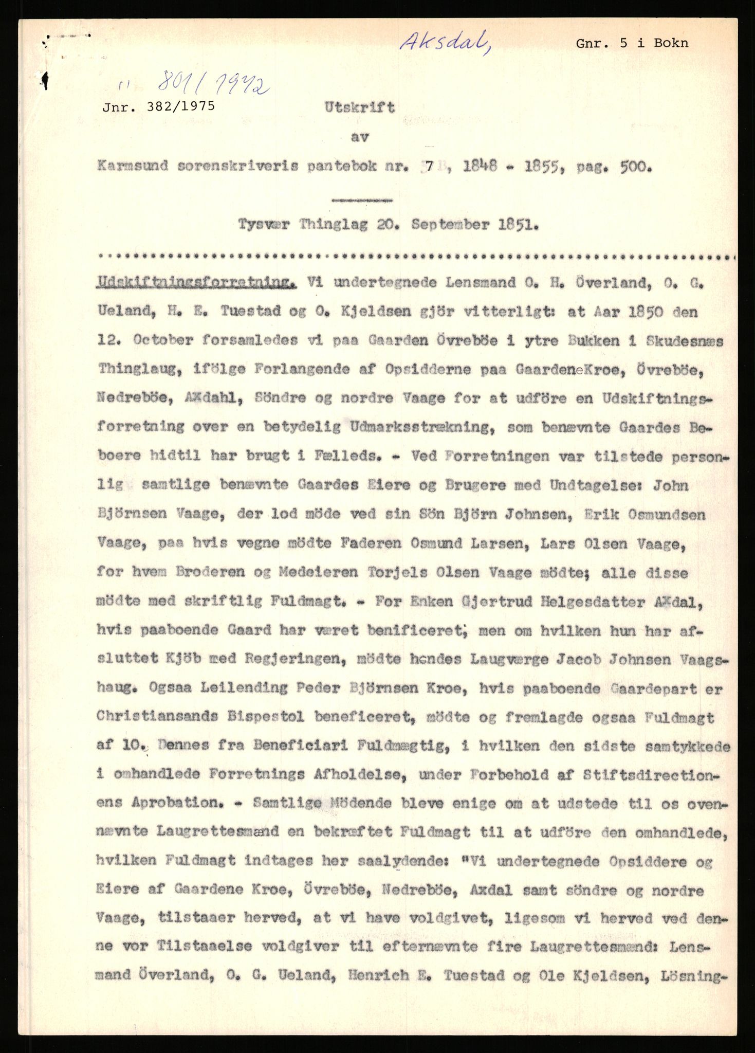 Statsarkivet i Stavanger, SAST/A-101971/03/Y/Yj/L0001: Avskrifter sortert etter gårdsnavn: Abeland - Alvs-Eike, 1750-1930, p. 128