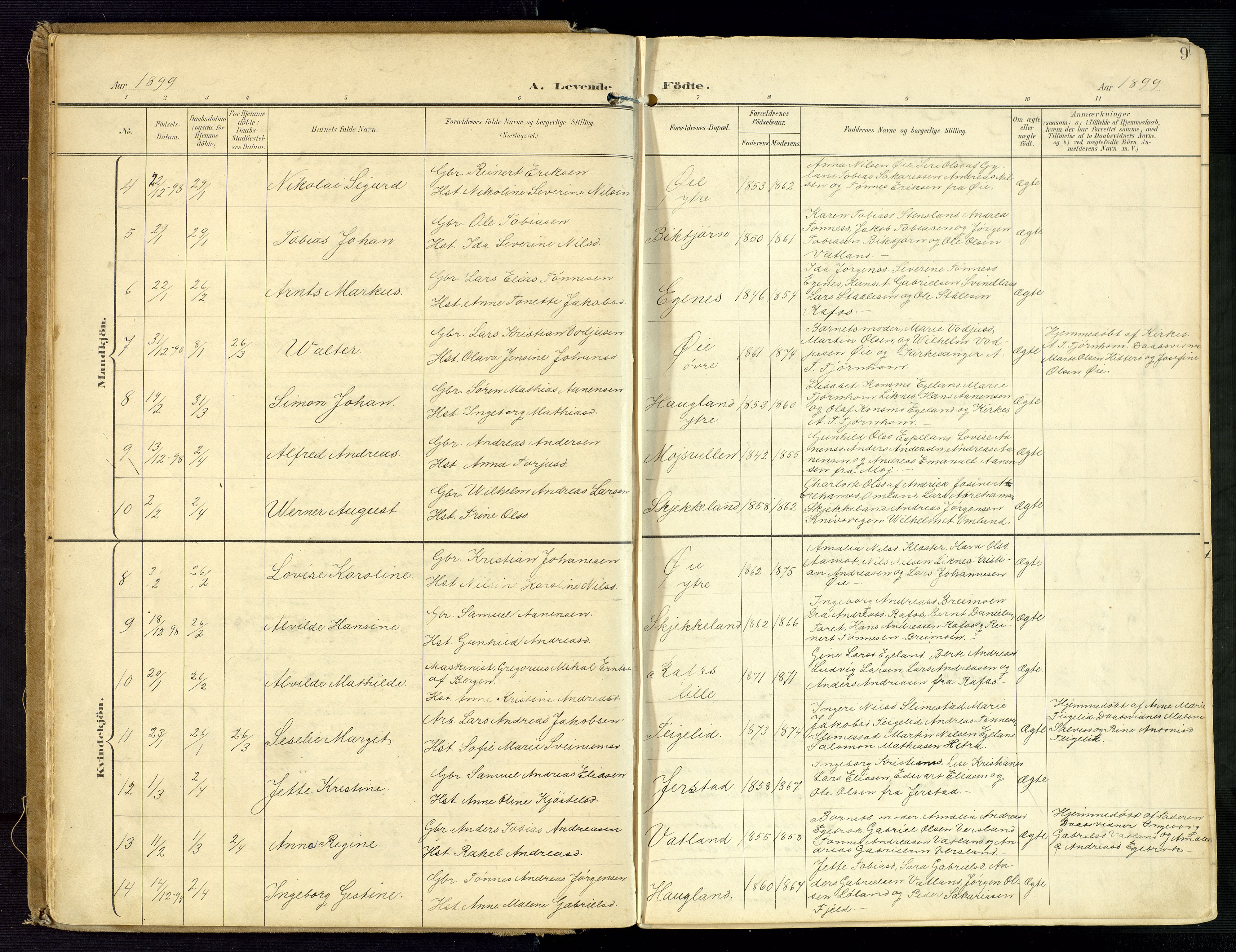 Kvinesdal sokneprestkontor, AV/SAK-1111-0026/F/Fa/Fab/L0009: Parish register (official) no. A 9, 1898-1915, p. 9