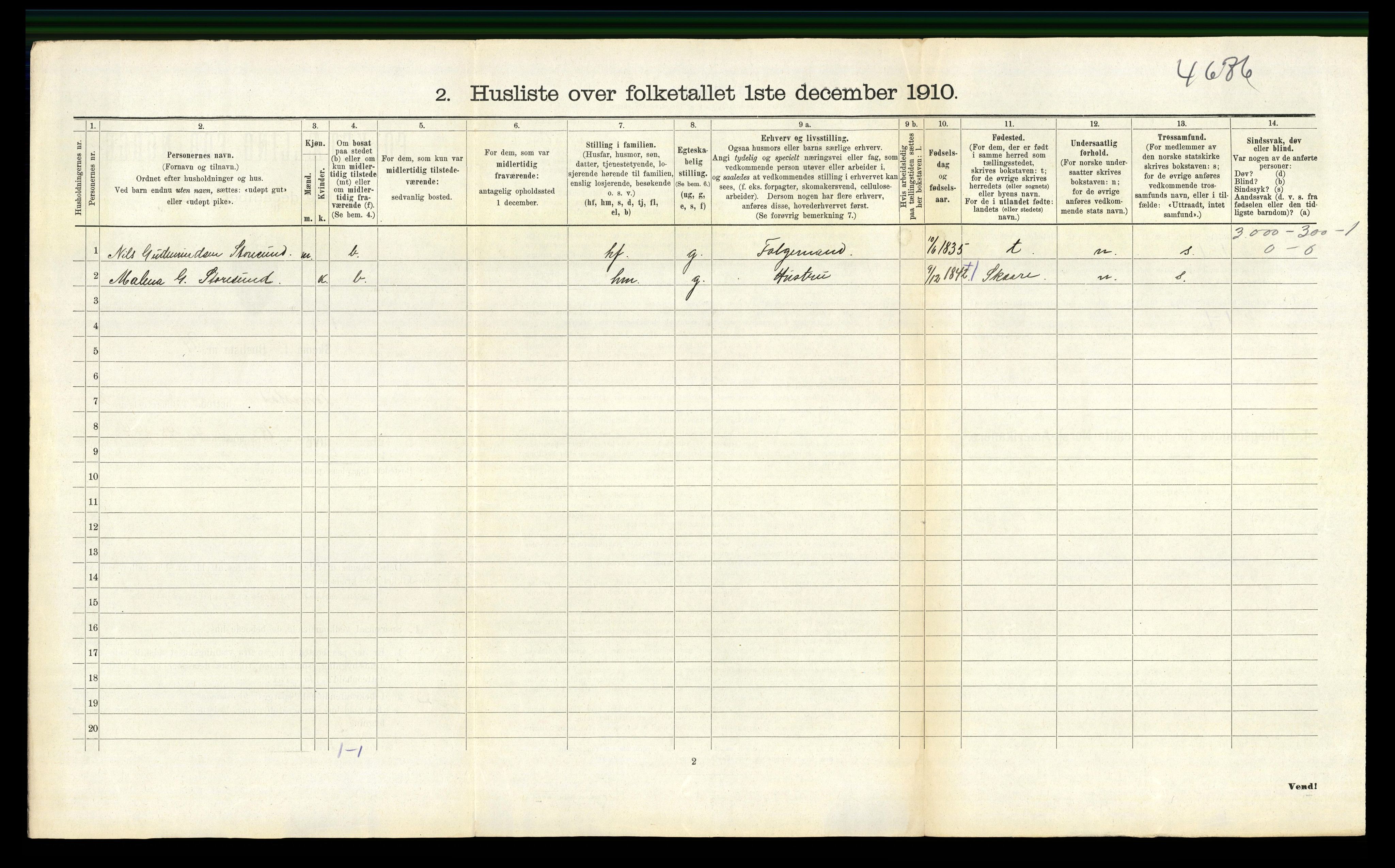 RA, 1910 census for Torvastad, 1910, p. 462