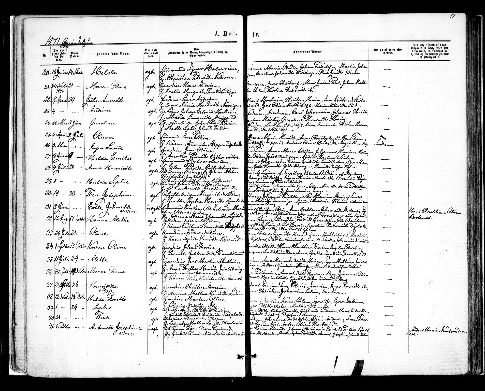 Skiptvet prestekontor Kirkebøker, AV/SAO-A-20009/F/Fa/L0008: Parish register (official) no. 8, 1867-1877, p. 17