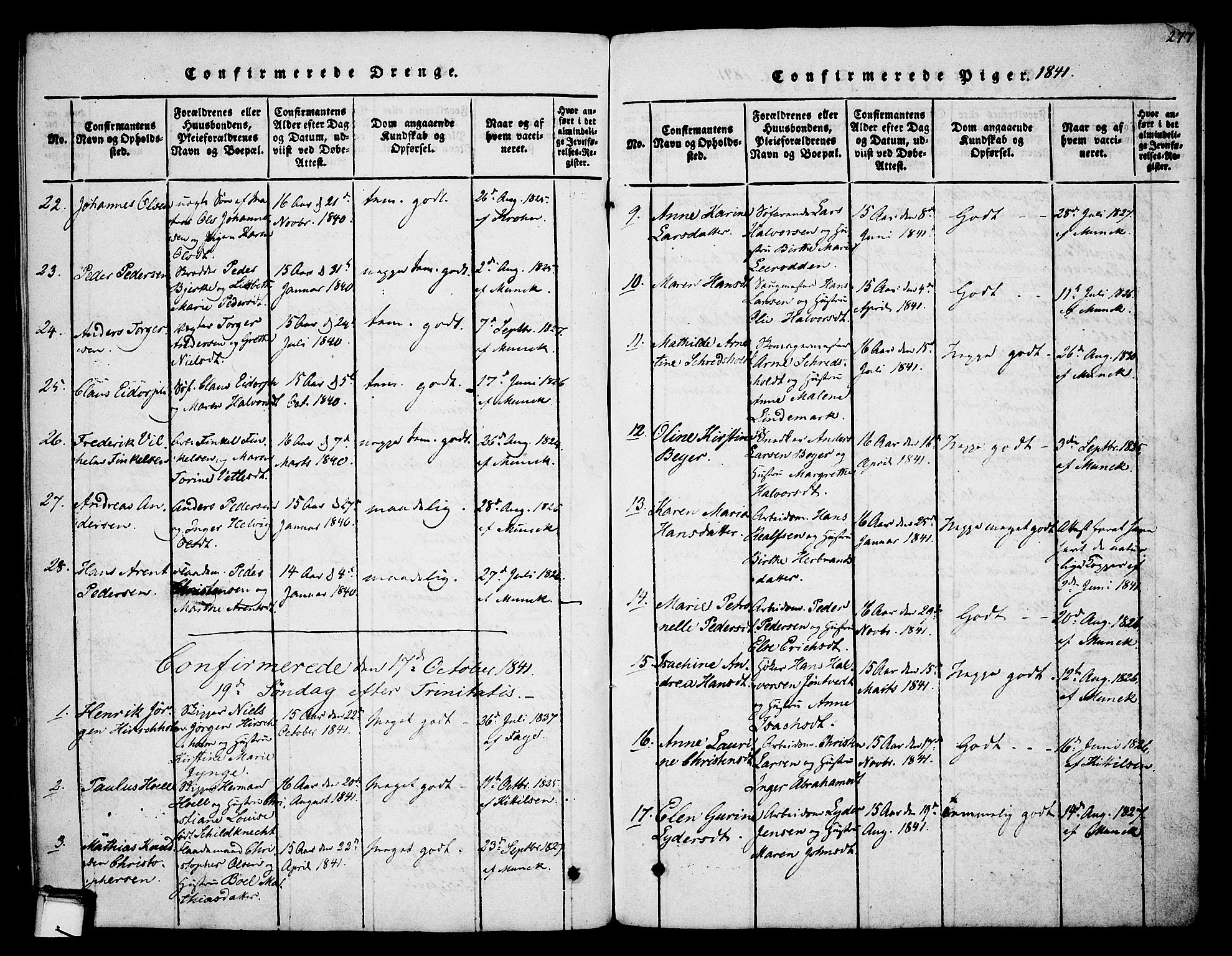 Skien kirkebøker, SAKO/A-302/F/Fa/L0005: Parish register (official) no. 5, 1814-1843, p. 277