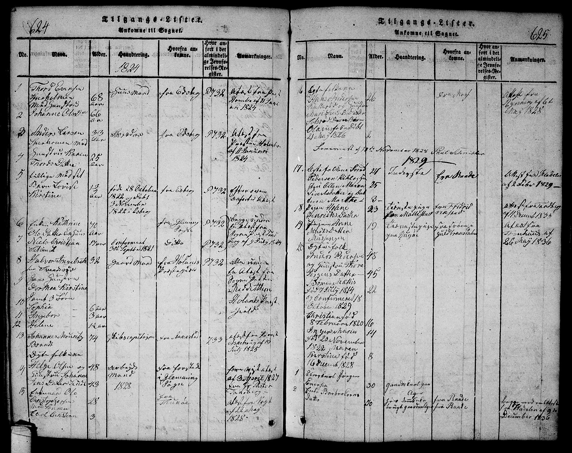 Onsøy prestekontor Kirkebøker, AV/SAO-A-10914/G/Ga/L0001: Parish register (copy) no. I 1, 1814-1840, p. 624-625