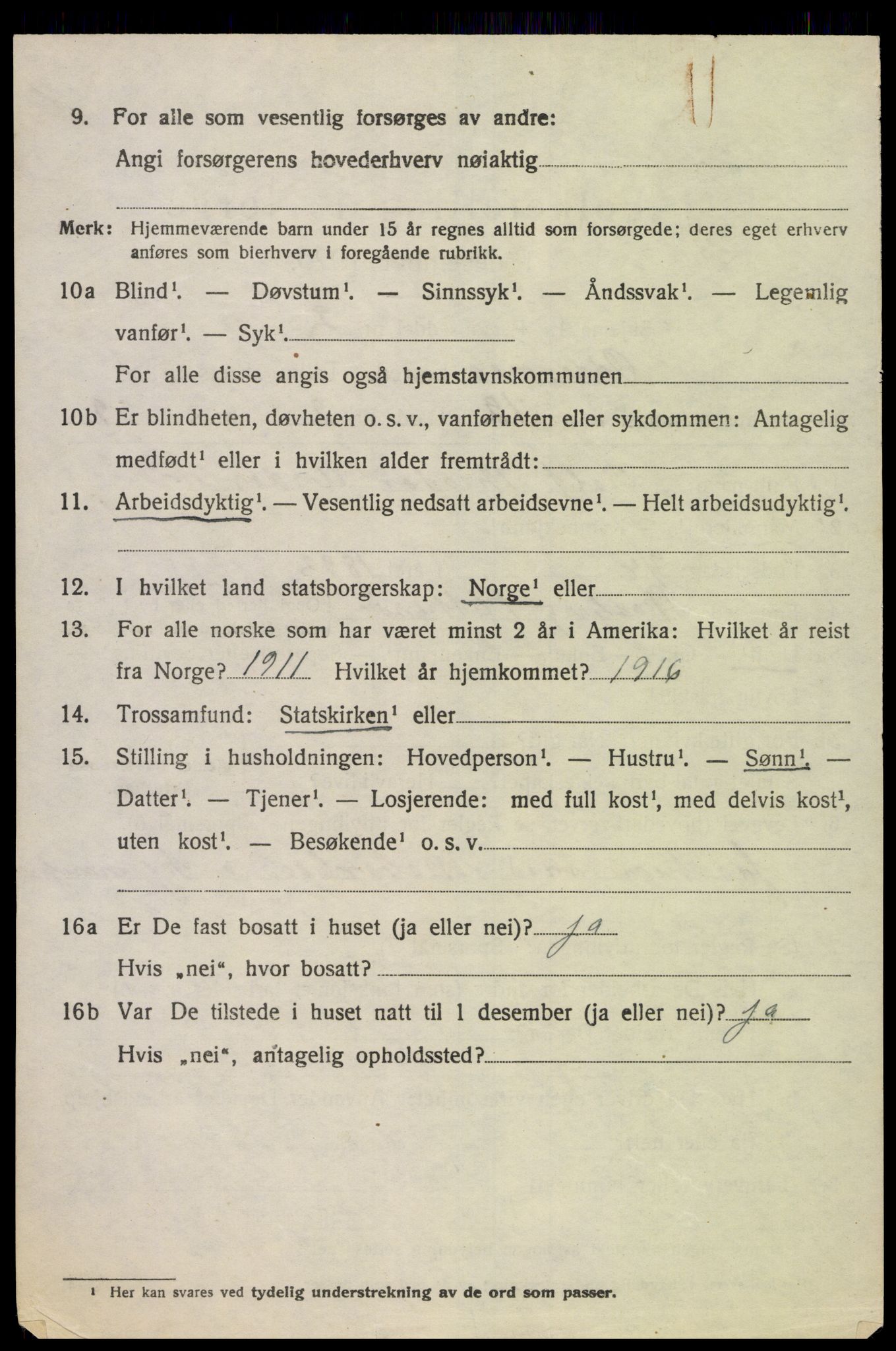 SAK, 1920 census for Oddernes, 1920, p. 2160