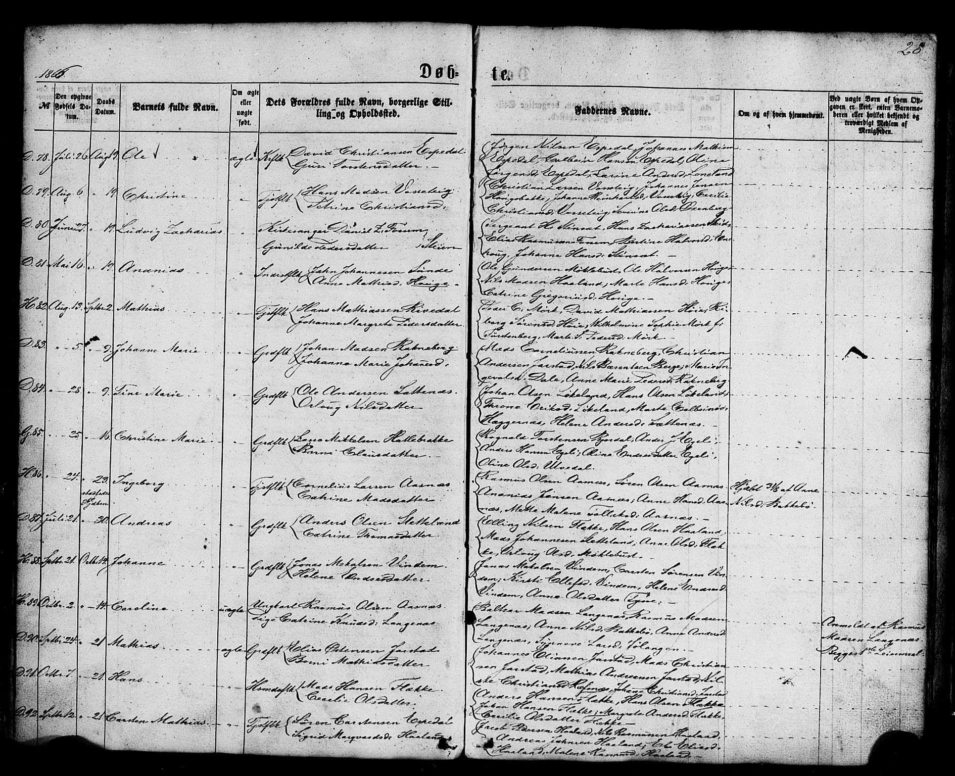 Fjaler sokneprestembete, AV/SAB-A-79801/H/Haa/Haaa/L0007: Parish register (official) no. A 7, 1862-1881, p. 28