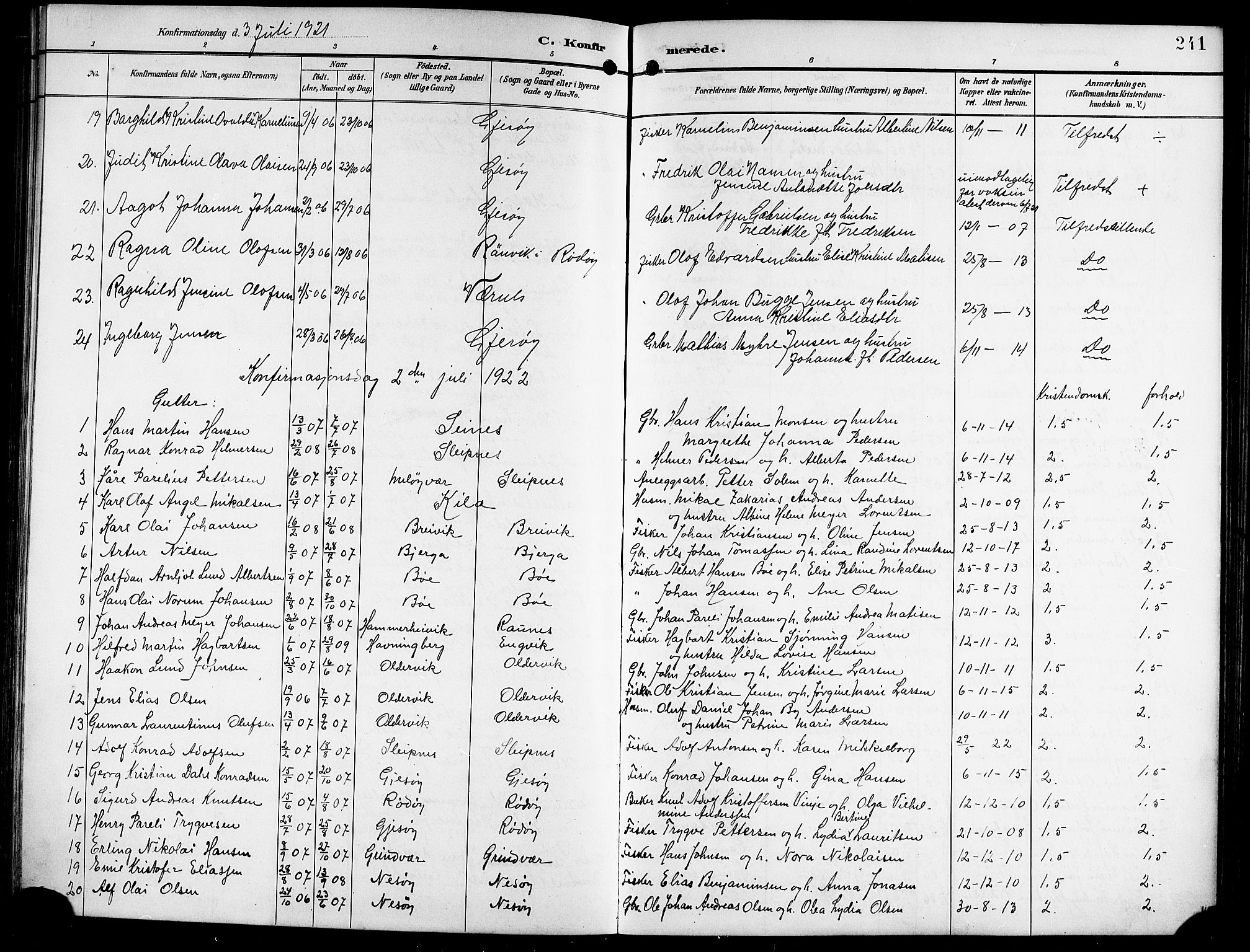 Ministerialprotokoller, klokkerbøker og fødselsregistre - Nordland, SAT/A-1459/841/L0621: Parish register (copy) no. 841C05, 1897-1923, p. 241