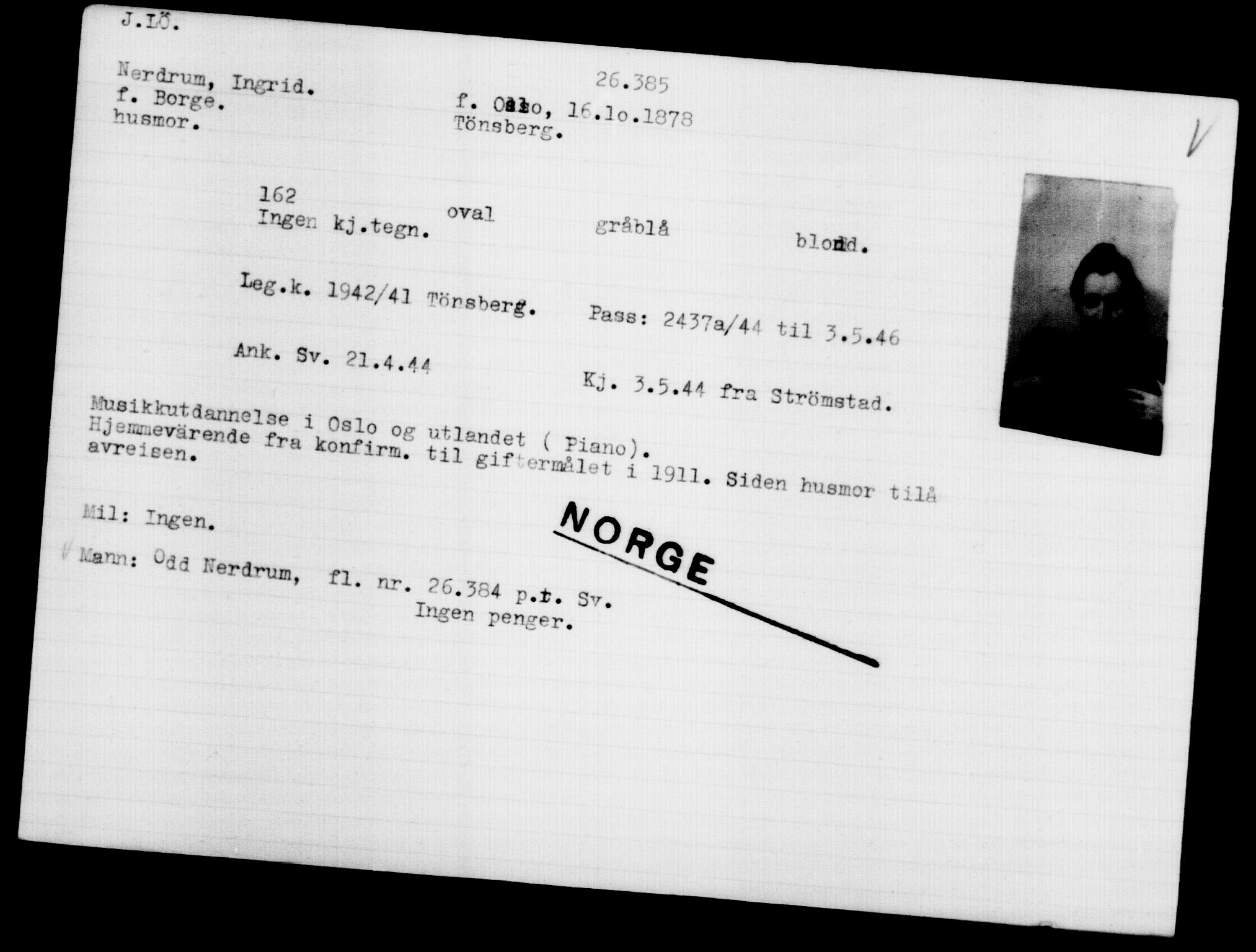 Den Kgl. Norske Legasjons Flyktningskontor, RA/S-6753/V/Va/L0011: Kjesäterkartoteket.  Flyktningenr. 25300-28349, 1940-1945, p. 1145